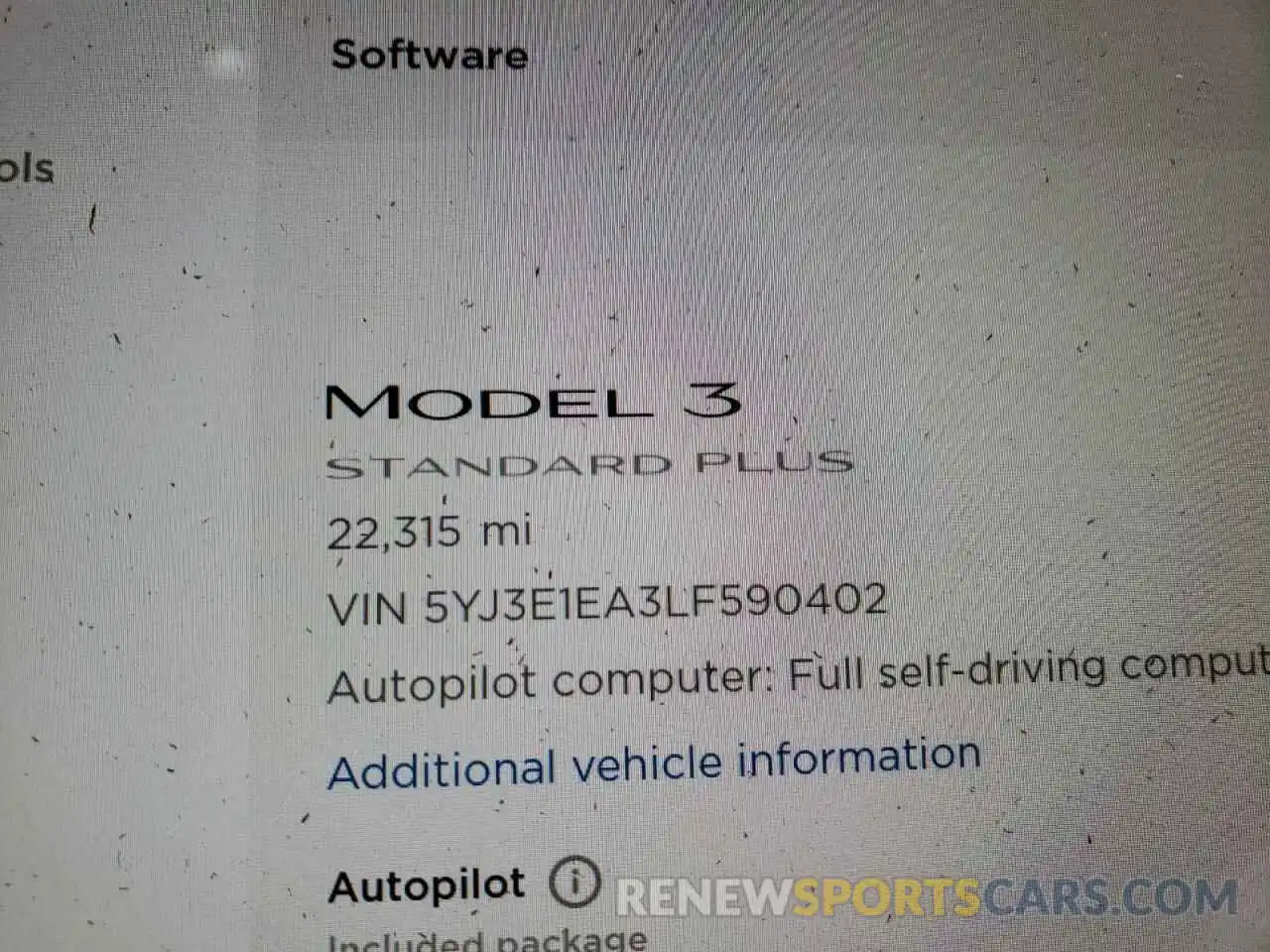 8 Фотография поврежденного автомобиля 5YJ3E1EA3LF590402 TESLA MODEL 3 2020