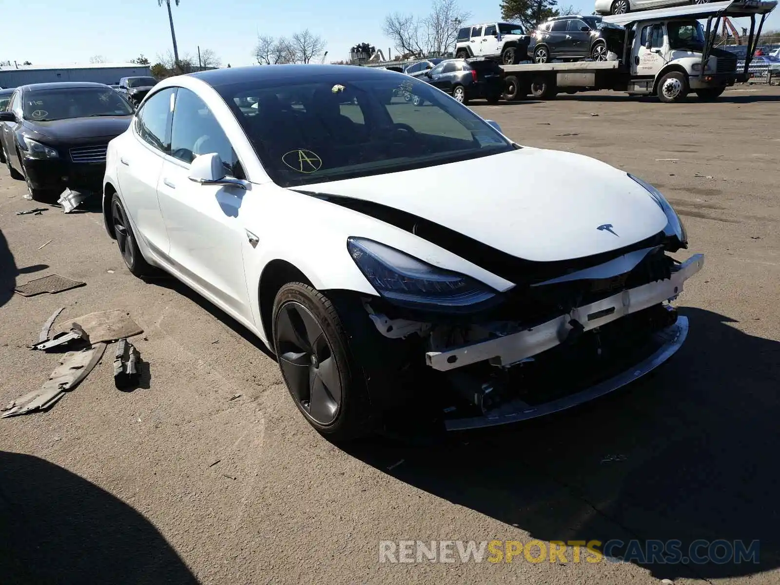 1 Photograph of a damaged car 5YJ3E1EA3LF597858 TESLA MODEL 3 2020