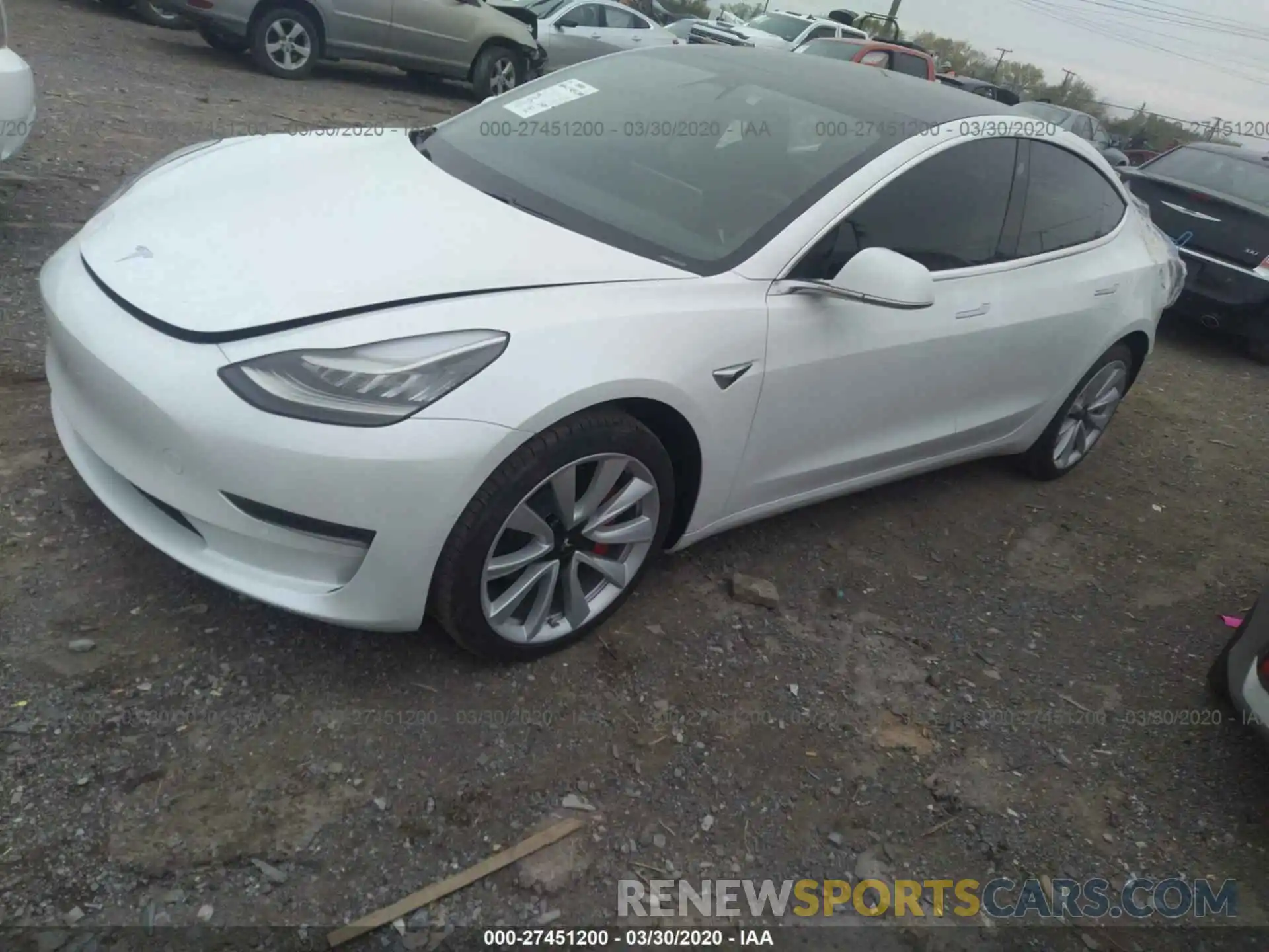 2 Photograph of a damaged car 5YJ3E1EA3LF598743 TESLA MODEL 3 2020