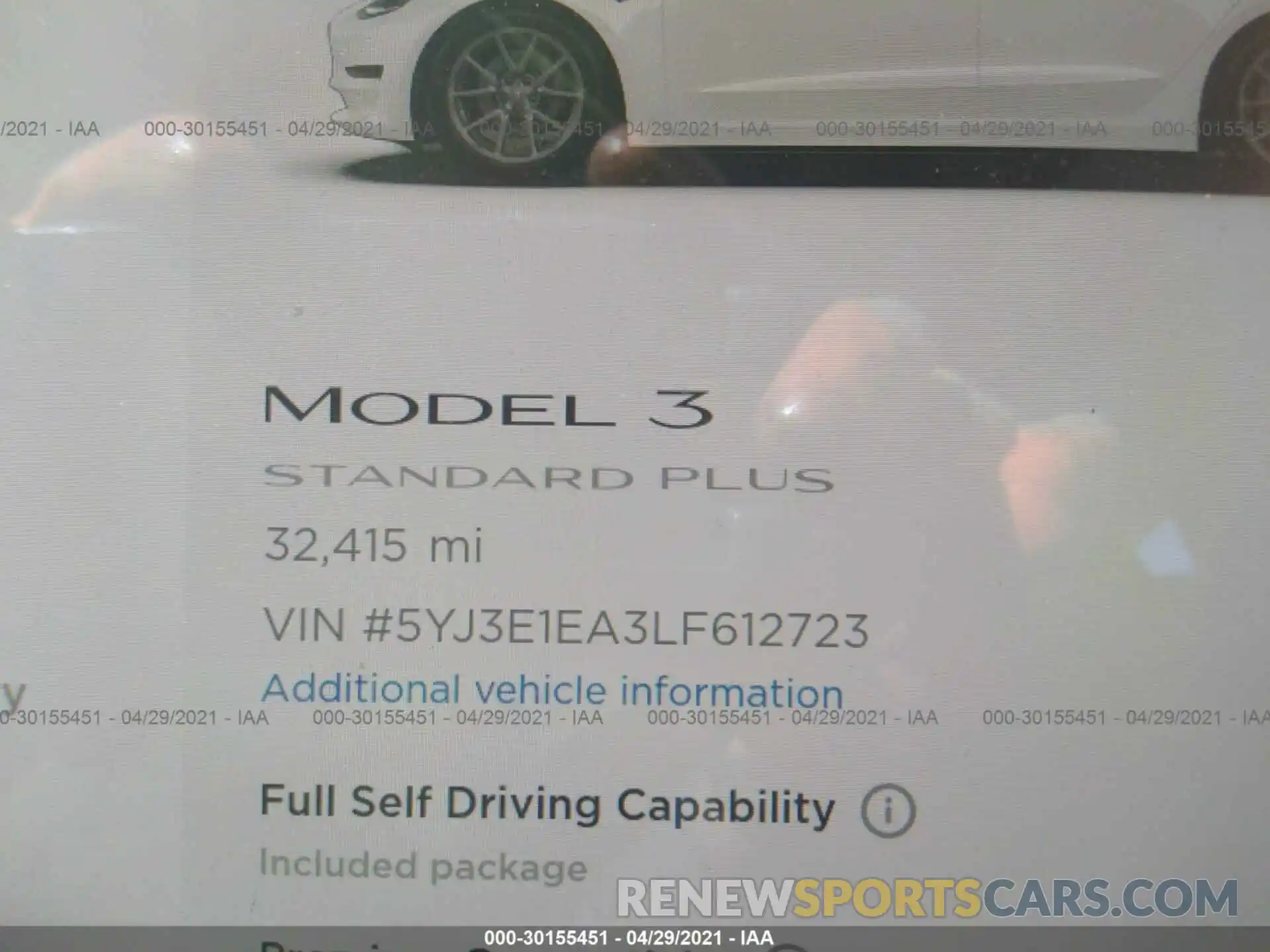 7 Photograph of a damaged car 5YJ3E1EA3LF612723 TESLA MODEL 3 2020