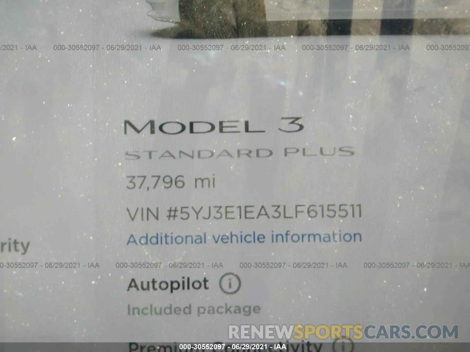 7 Photograph of a damaged car 5YJ3E1EA3LF615511 TESLA MODEL 3 2020