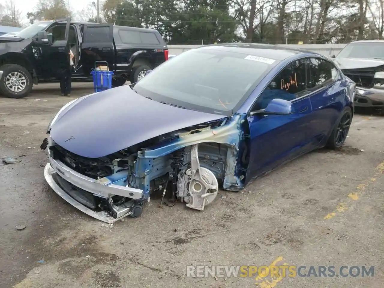 2 Photograph of a damaged car 5YJ3E1EA3LF743697 TESLA MODEL 3 2020