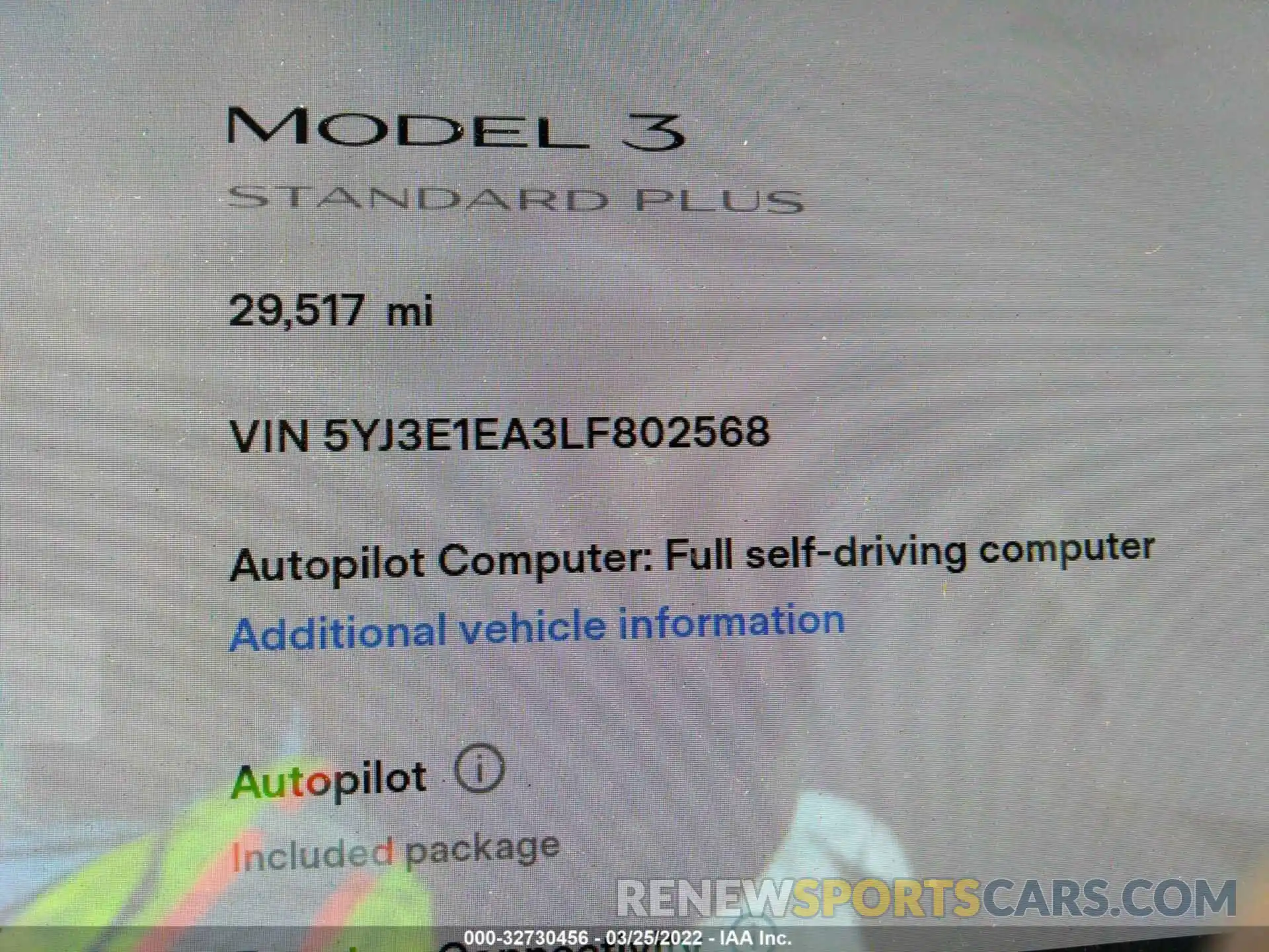 7 Фотография поврежденного автомобиля 5YJ3E1EA3LF802568 TESLA MODEL 3 2020