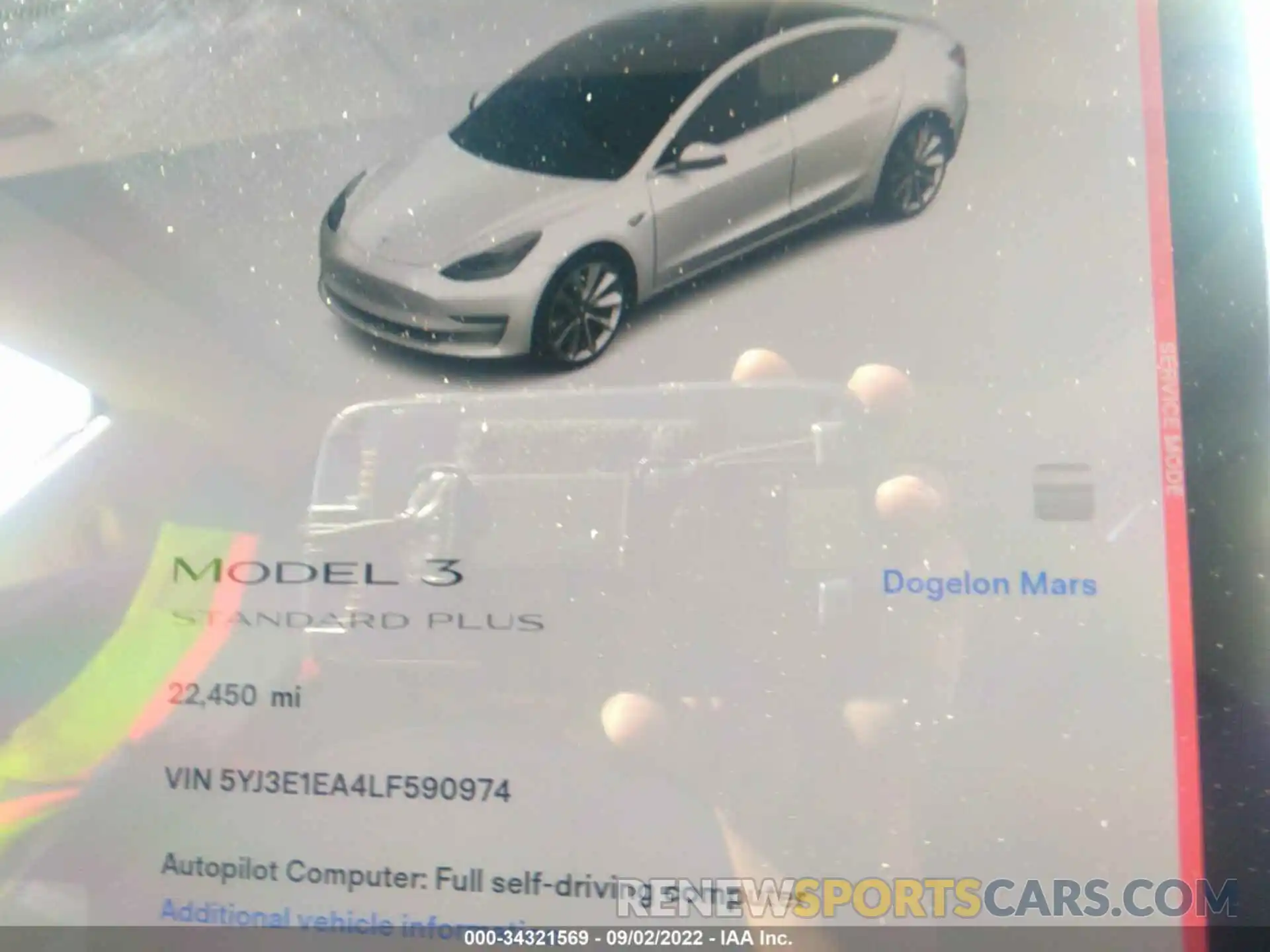 7 Photograph of a damaged car 5YJ3E1EA4LF590974 TESLA MODEL 3 2020