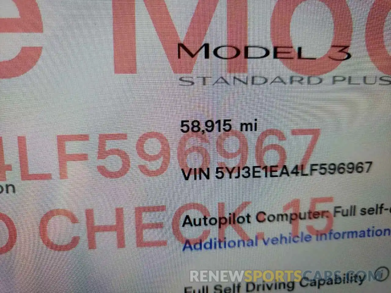 8 Фотография поврежденного автомобиля 5YJ3E1EA4LF596967 TESLA MODEL 3 2020