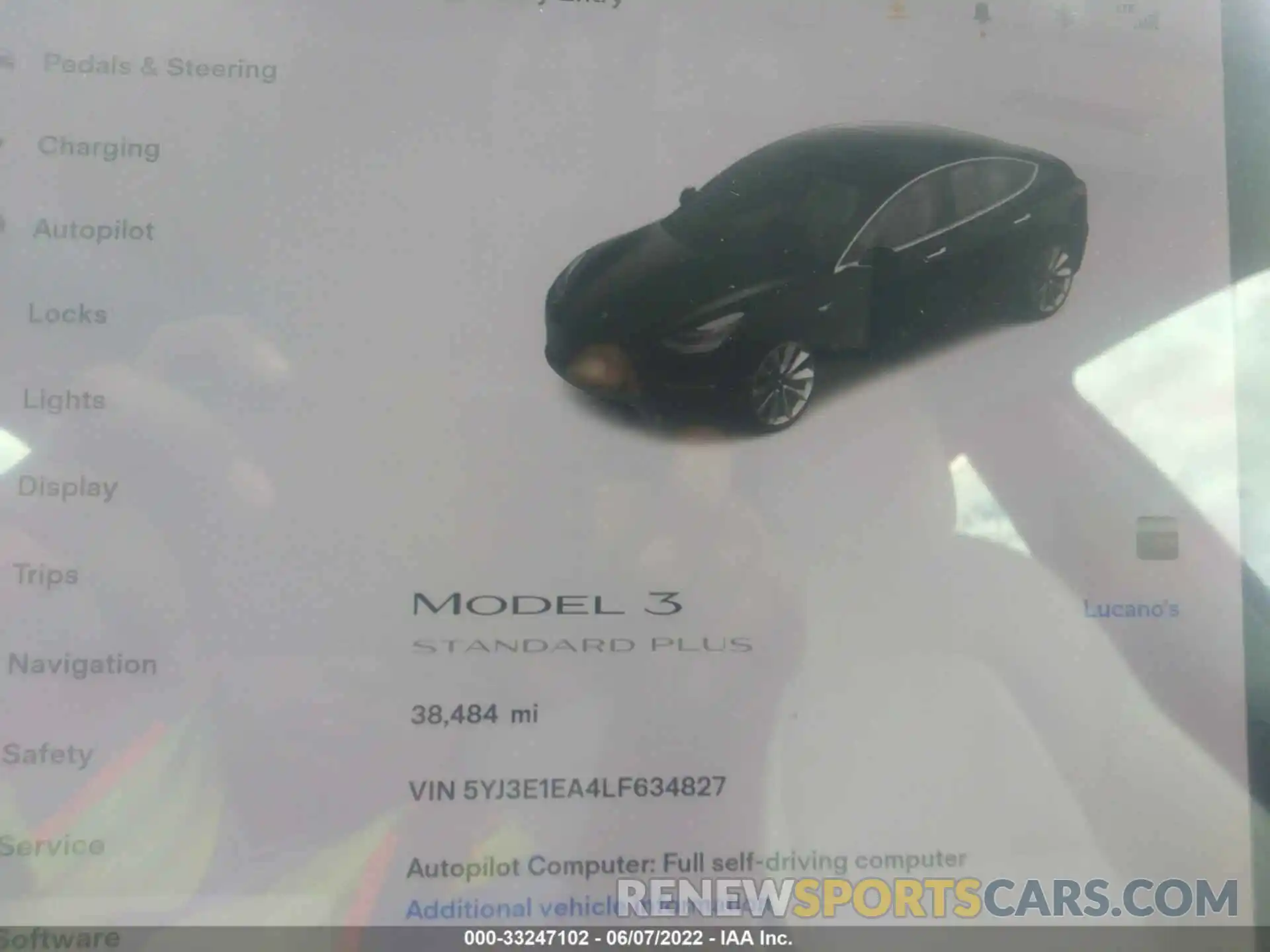 7 Photograph of a damaged car 5YJ3E1EA4LF634827 TESLA MODEL 3 2020