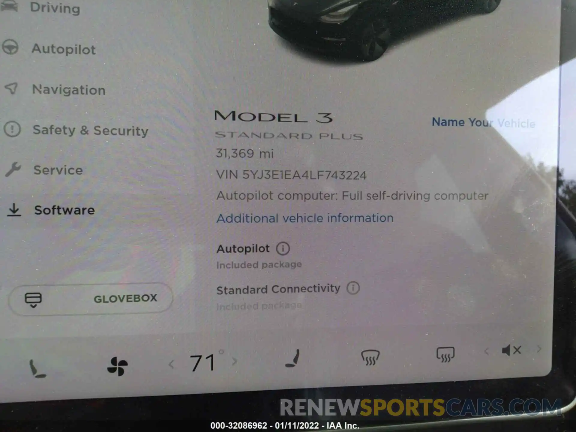 7 Photograph of a damaged car 5YJ3E1EA4LF743224 TESLA MODEL 3 2020