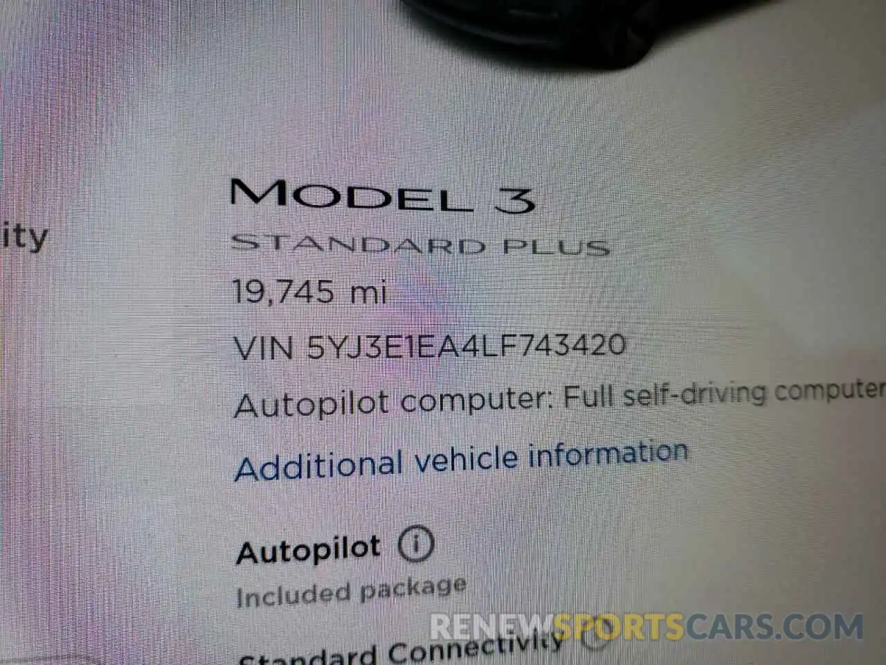 8 Фотография поврежденного автомобиля 5YJ3E1EA4LF743420 TESLA MODEL 3 2020