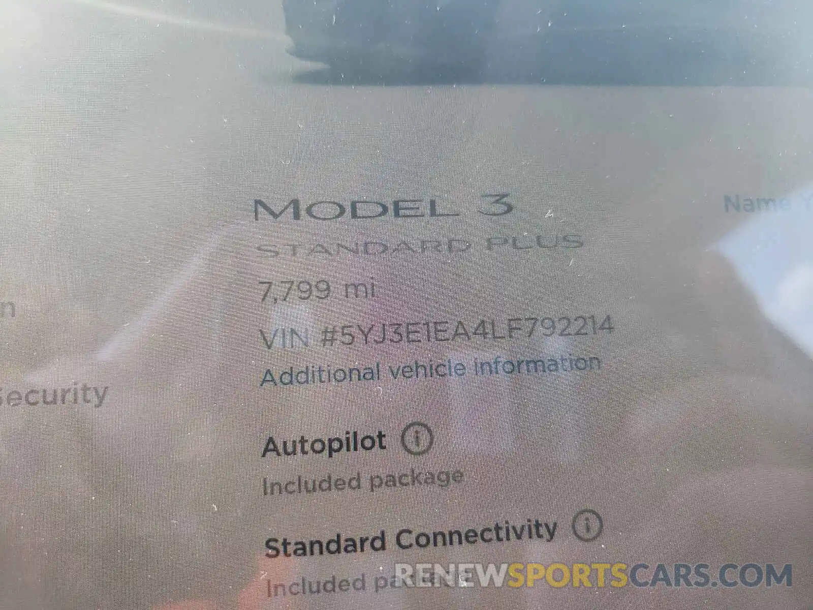 8 Фотография поврежденного автомобиля 5YJ3E1EA4LF792214 TESLA MODEL 3 2020