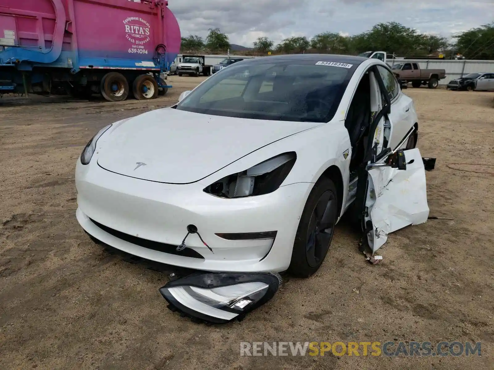 2 Photograph of a damaged car 5YJ3E1EA5LF597979 TESLA MODEL 3 2020