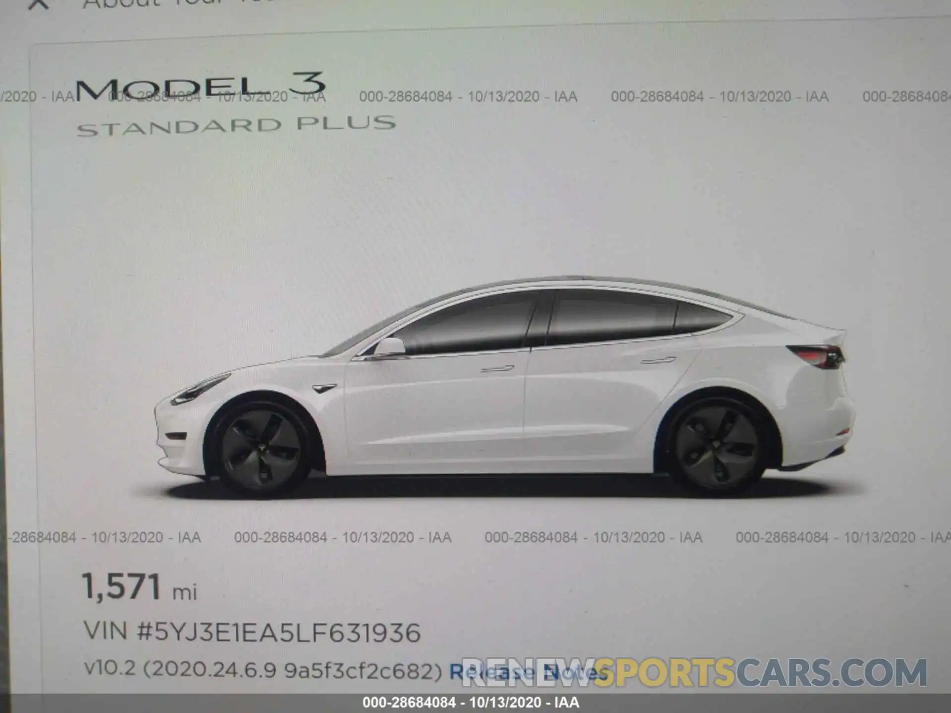 7 Photograph of a damaged car 5YJ3E1EA5LF631936 TESLA MODEL 3 2020