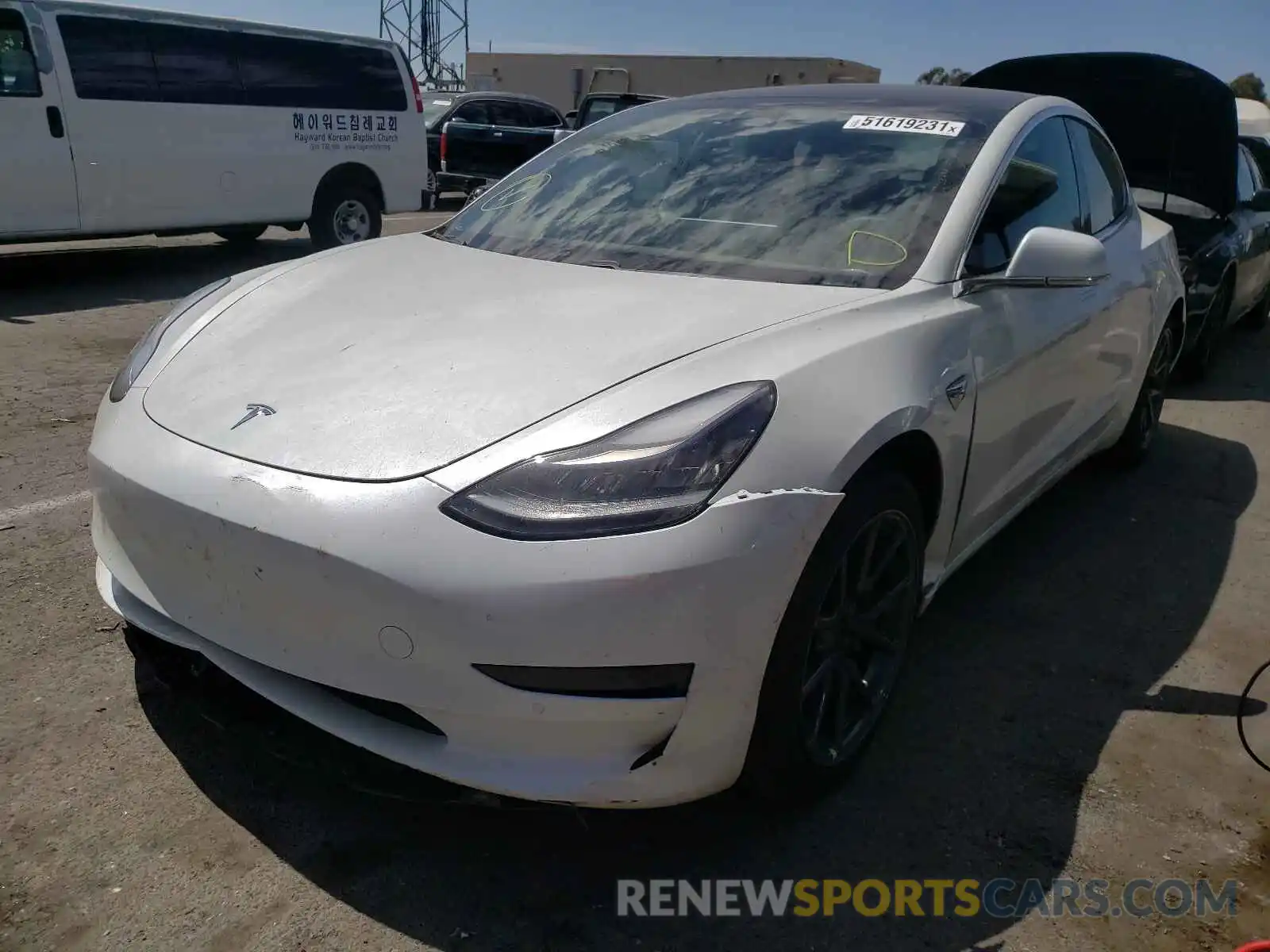 2 Photograph of a damaged car 5YJ3E1EA5LF745192 TESLA MODEL 3 2020