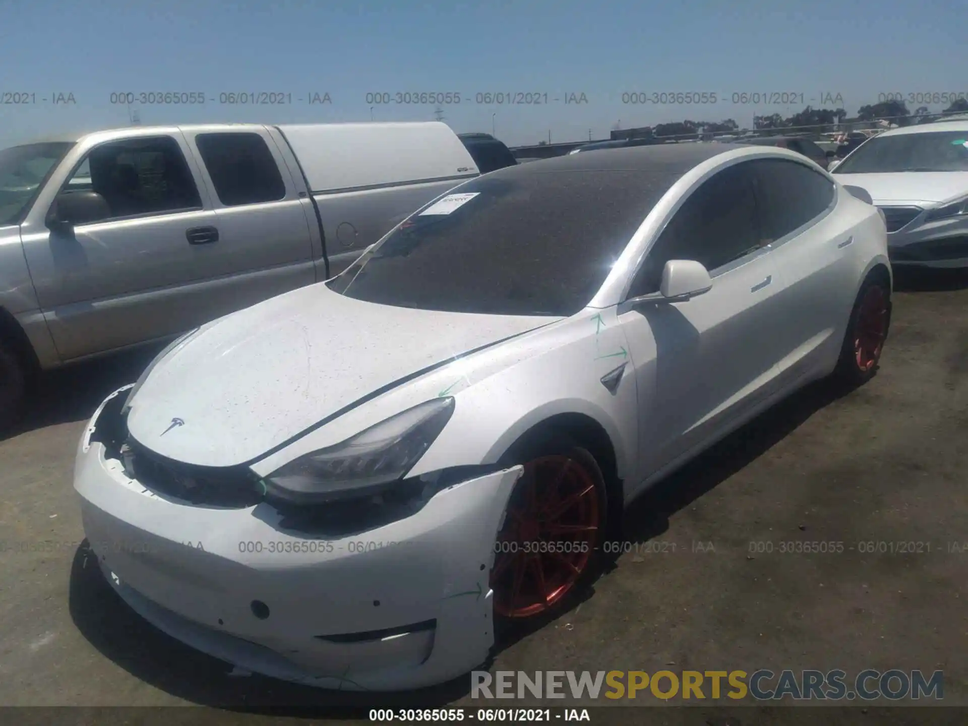 2 Photograph of a damaged car 5YJ3E1EA5LF746147 TESLA MODEL 3 2020