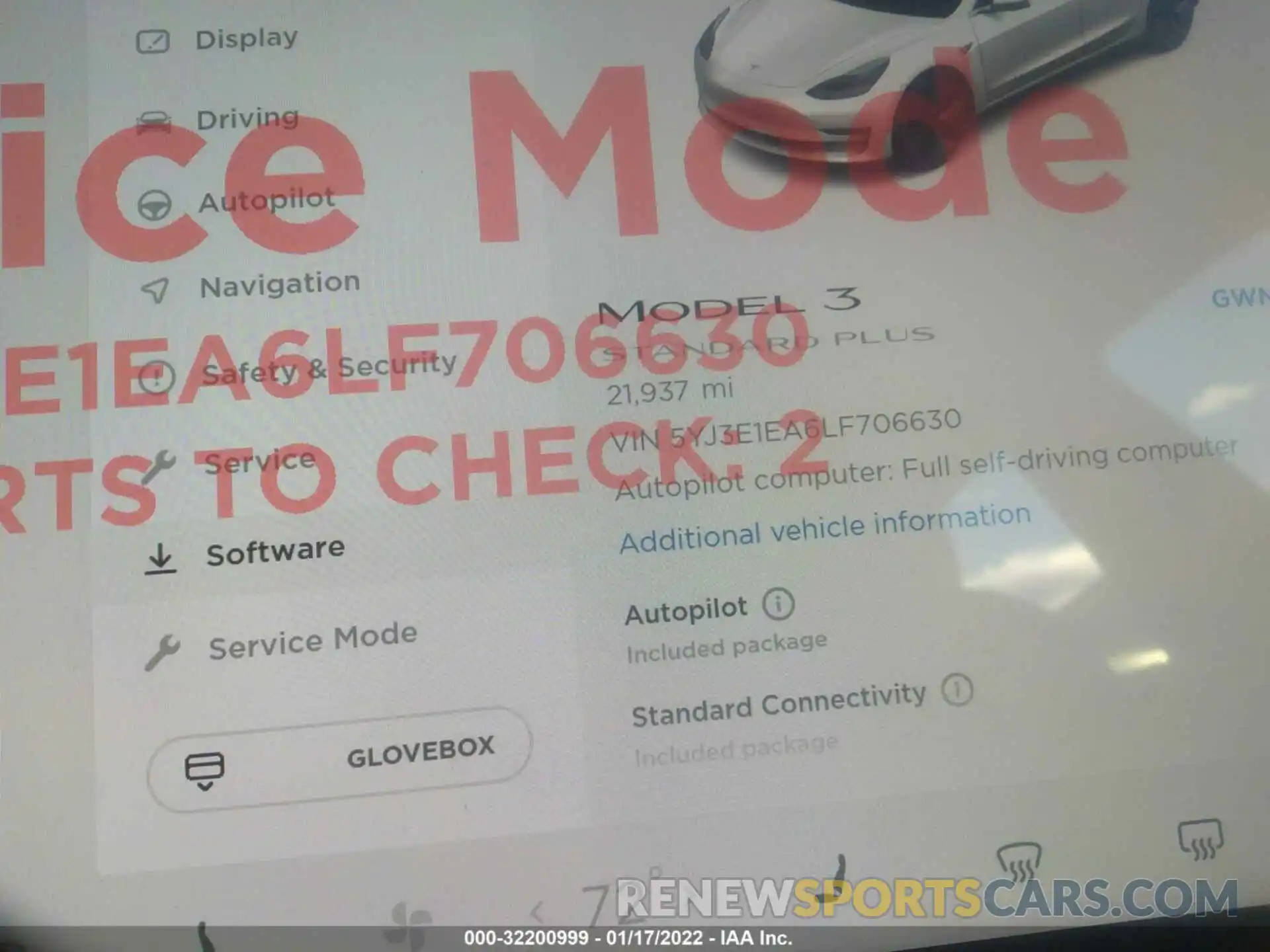 7 Photograph of a damaged car 5YJ3E1EA6LF706630 TESLA MODEL 3 2020