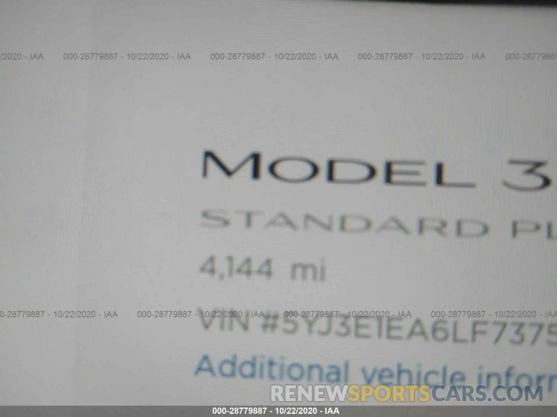 7 Photograph of a damaged car 5YJ3E1EA6LF737523 TESLA MODEL 3 2020