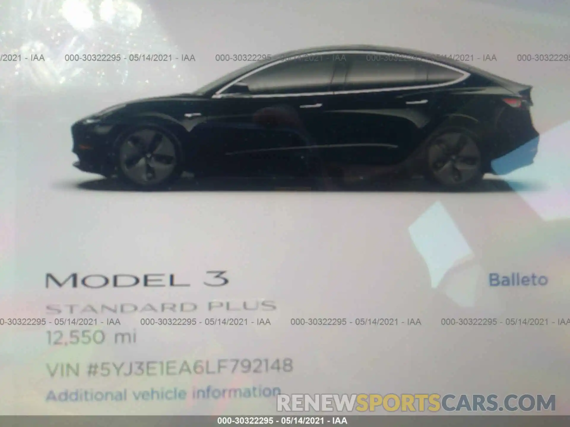 7 Photograph of a damaged car 5YJ3E1EA6LF792148 TESLA MODEL 3 2020