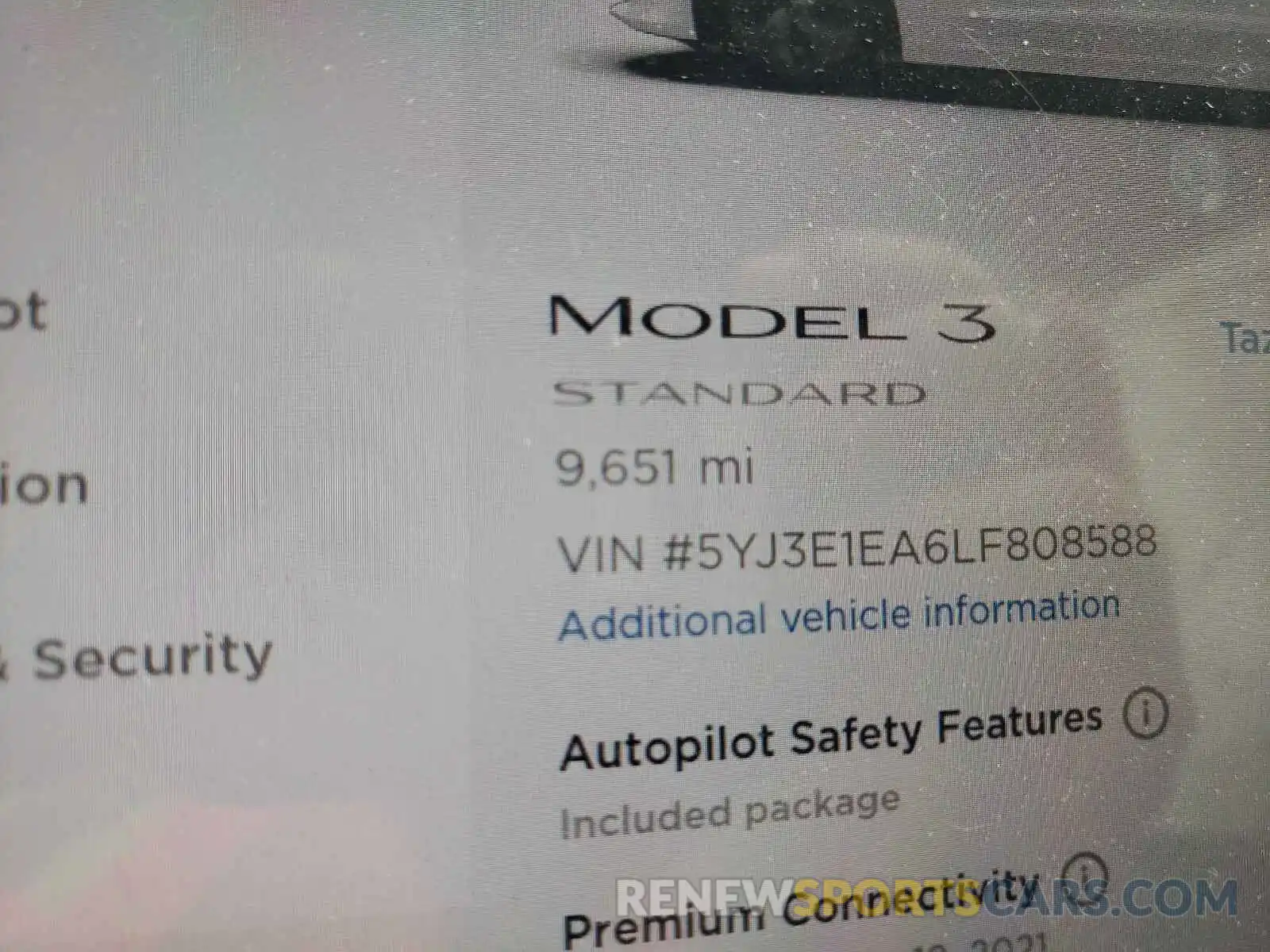 8 Photograph of a damaged car 5YJ3E1EA6LF808588 TESLA MODEL 3 2020