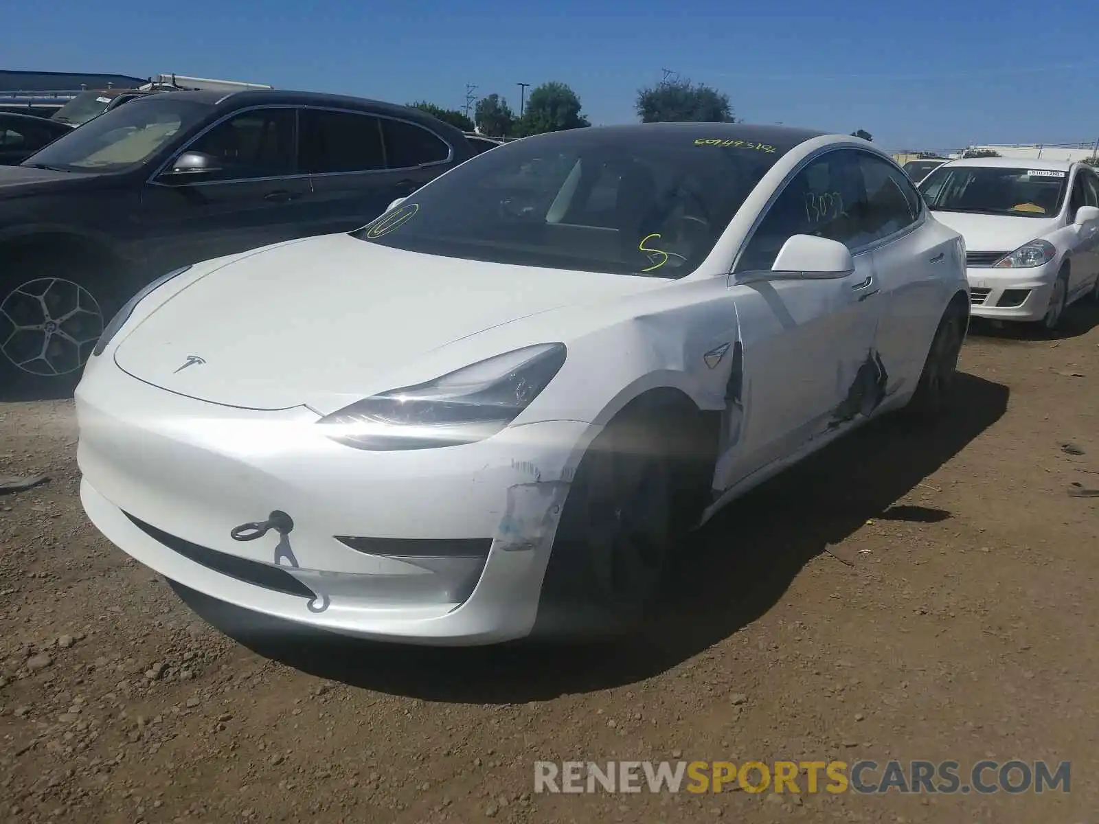 2 Photograph of a damaged car 5YJ3E1EA7LF613812 TESLA MODEL 3 2020