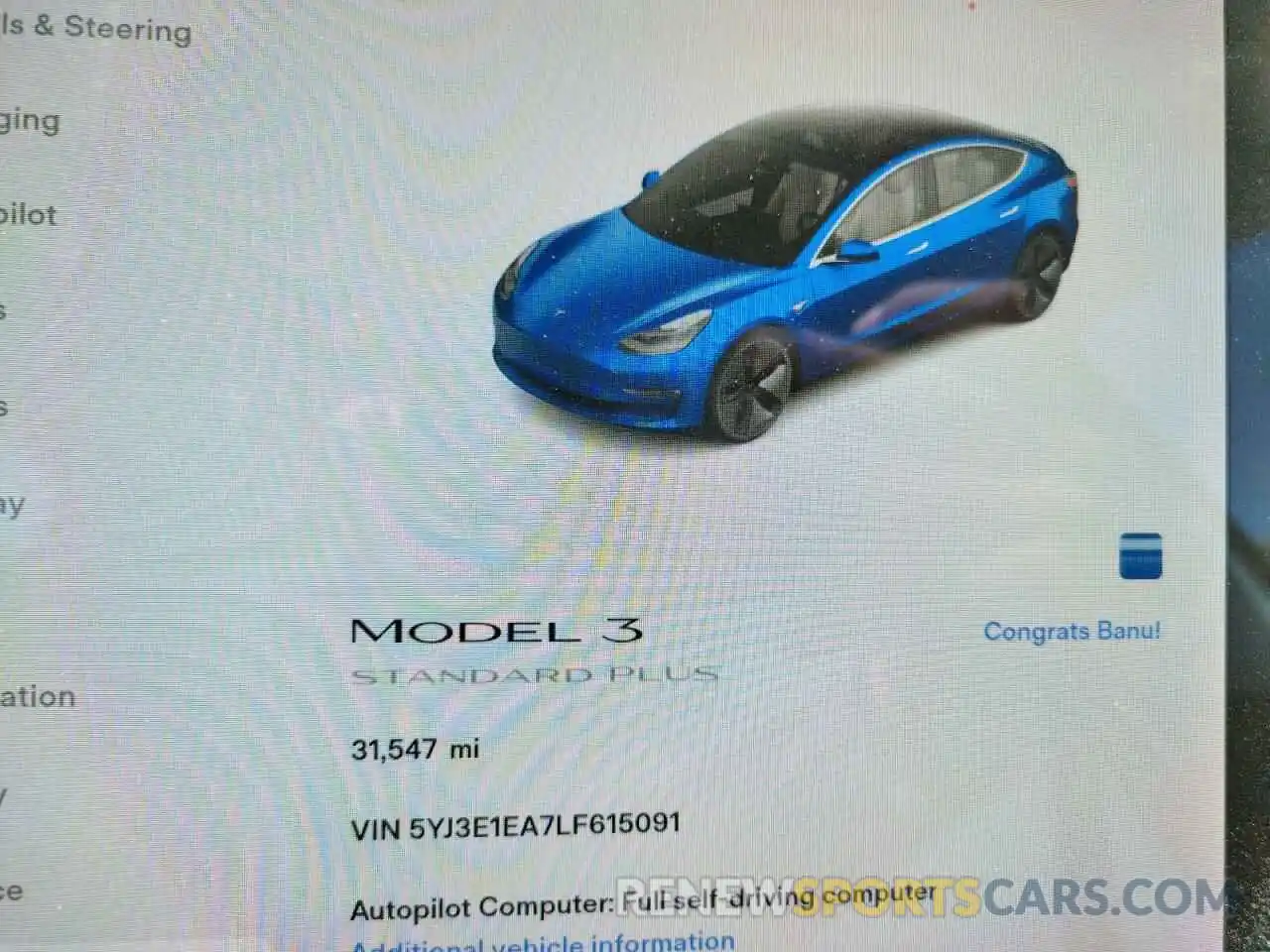 8 Фотография поврежденного автомобиля 5YJ3E1EA7LF615091 TESLA MODEL 3 2020