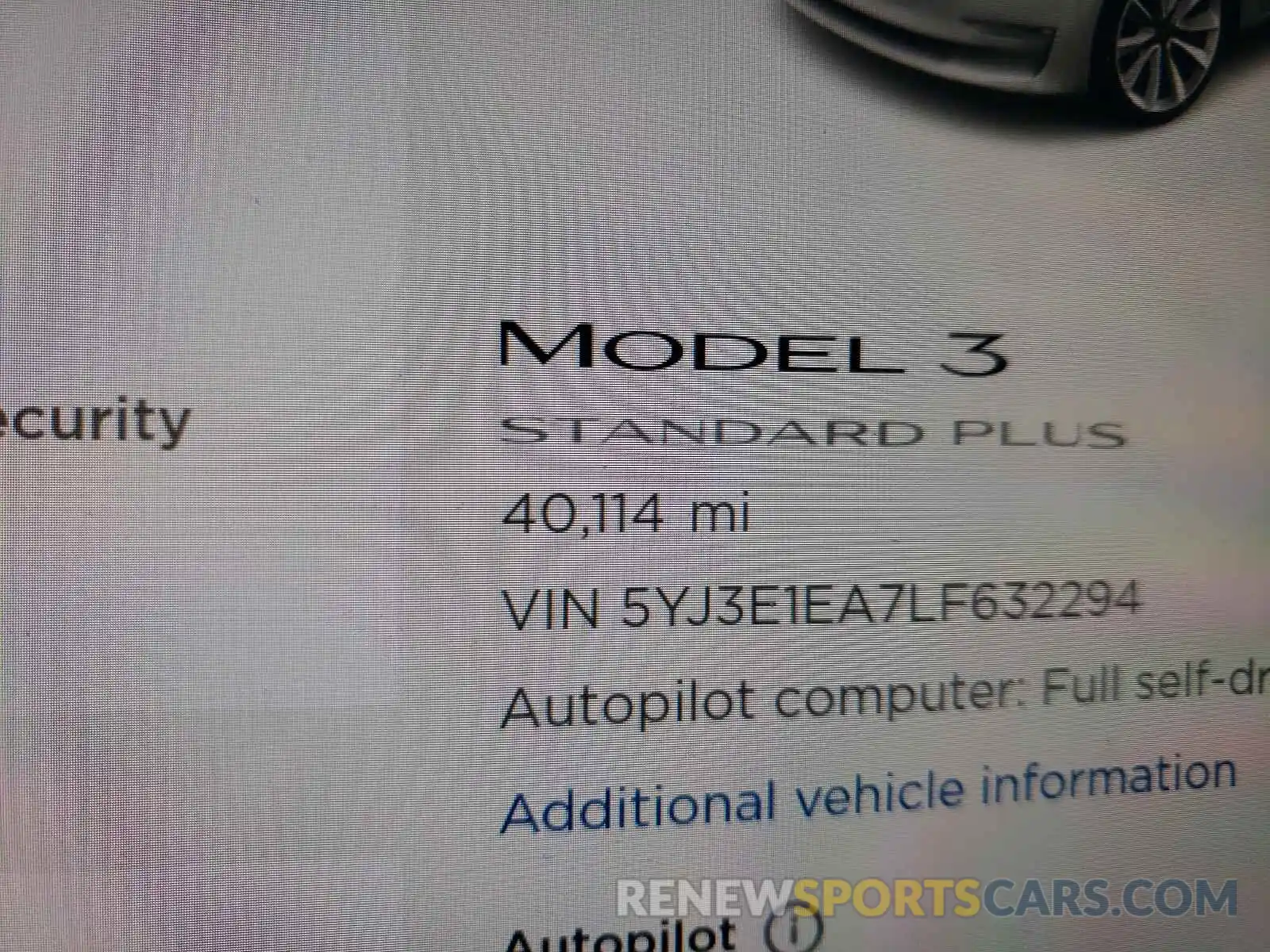 8 Фотография поврежденного автомобиля 5YJ3E1EA7LF632294 TESLA MODEL 3 2020