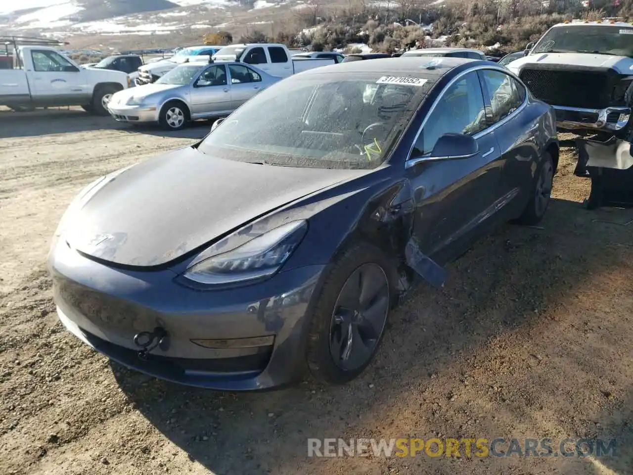 2 Photograph of a damaged car 5YJ3E1EA7LF739345 TESLA MODEL 3 2020