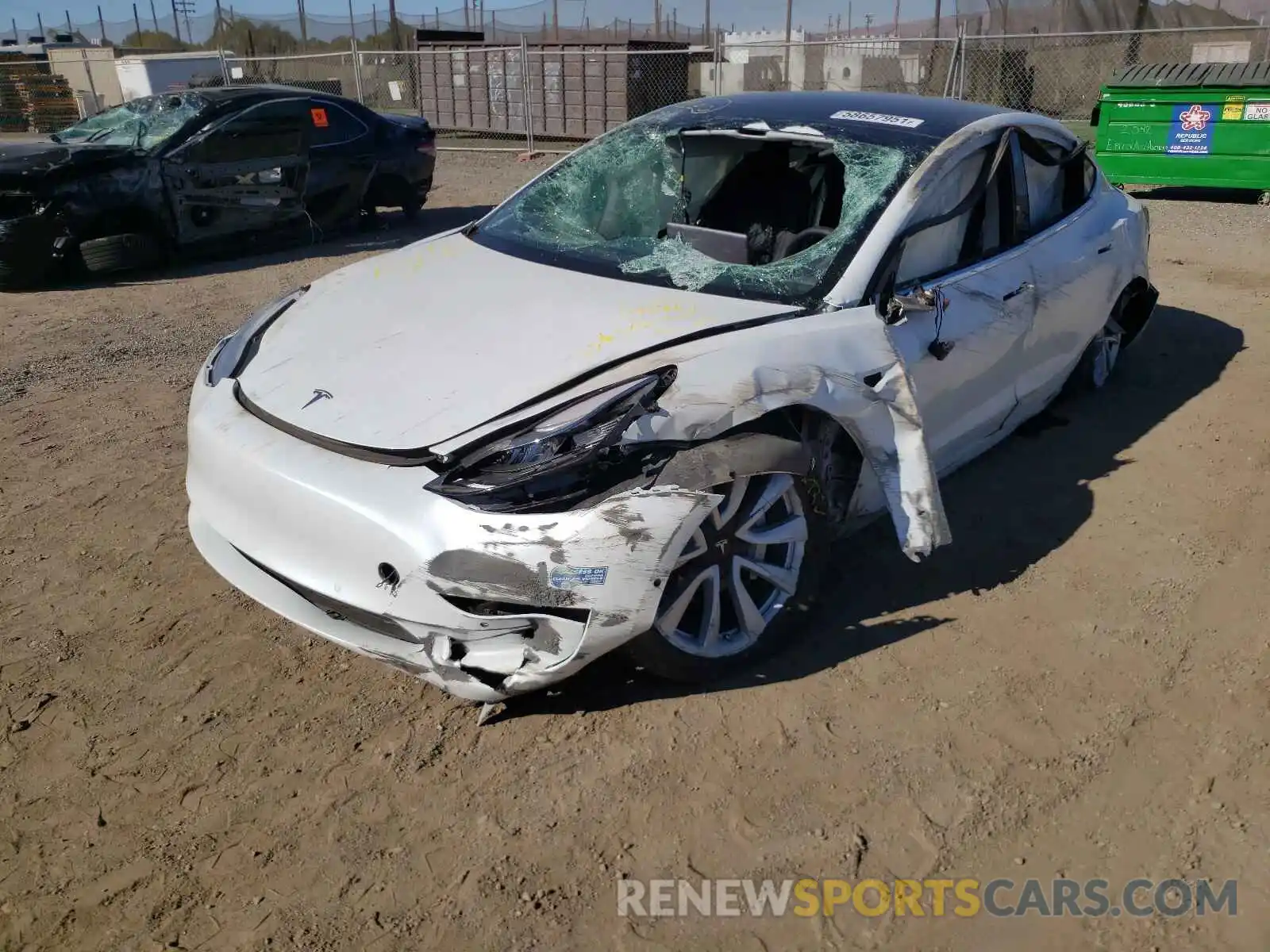 2 Photograph of a damaged car 5YJ3E1EA7LF797522 TESLA MODEL 3 2020