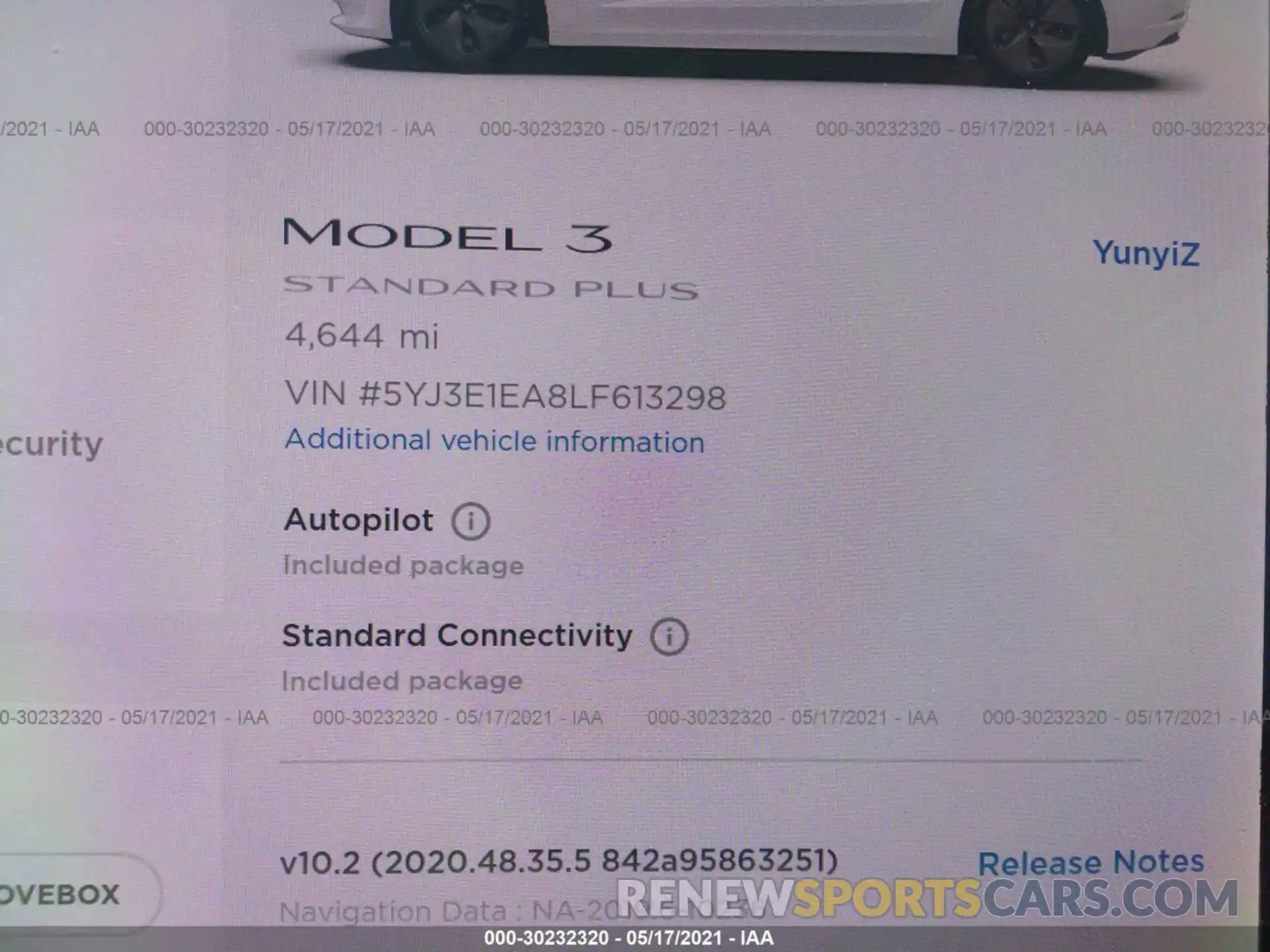 7 Photograph of a damaged car 5YJ3E1EA8LF613298 TESLA MODEL 3 2020