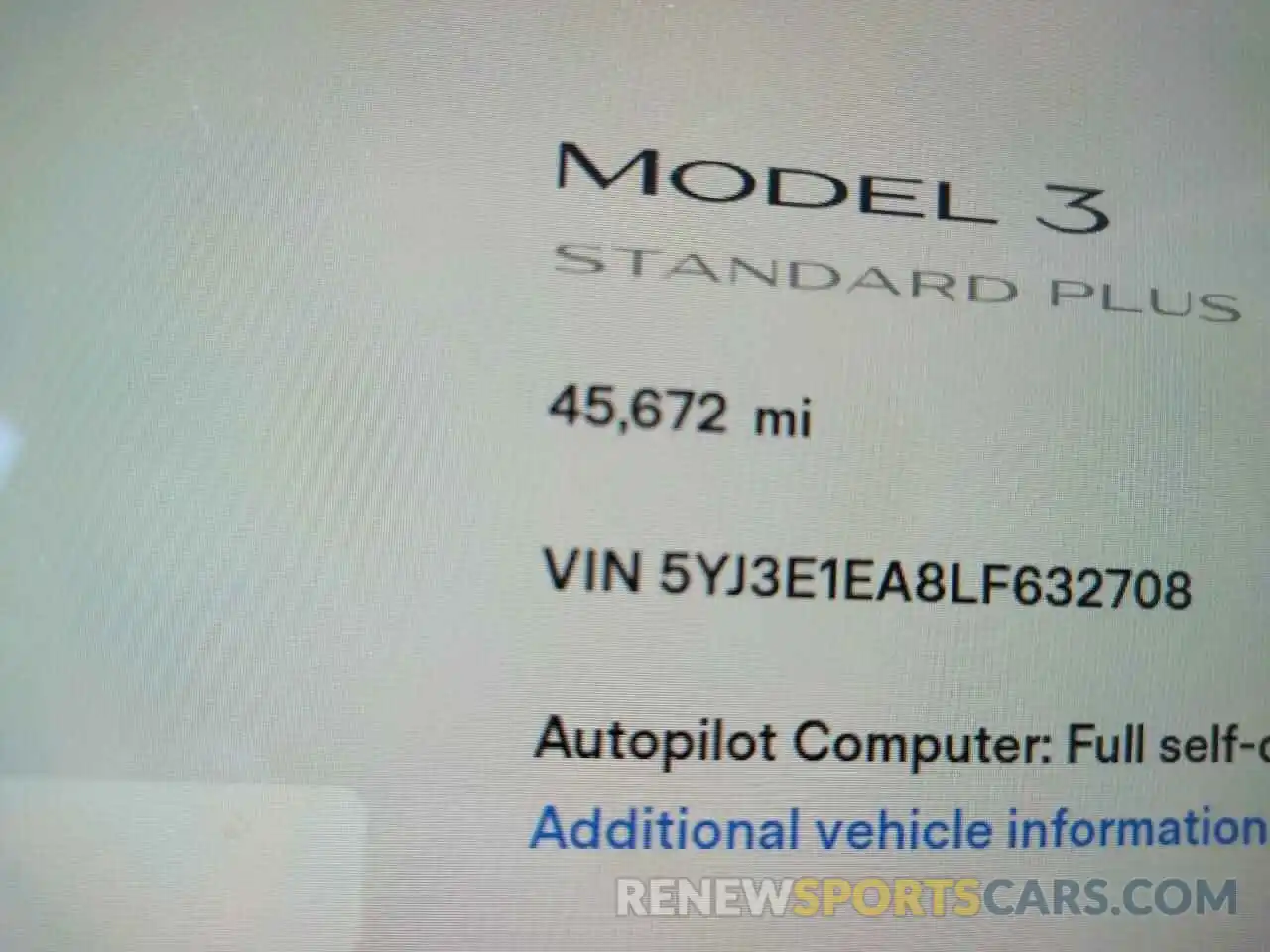 8 Фотография поврежденного автомобиля 5YJ3E1EA8LF632708 TESLA MODEL 3 2020