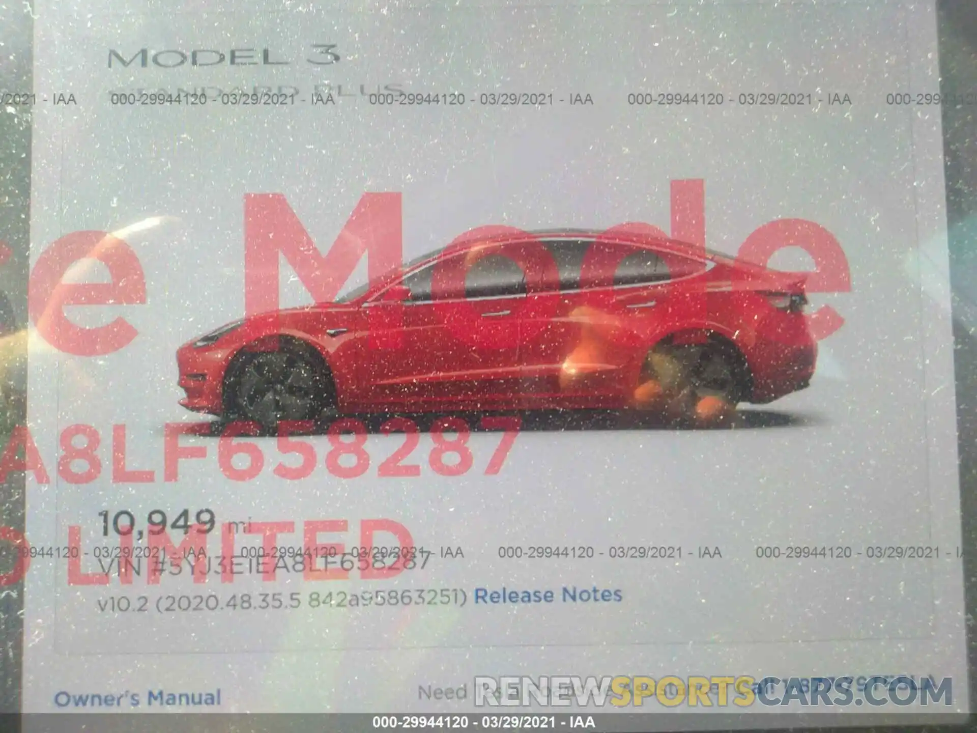 7 Фотография поврежденного автомобиля 5YJ3E1EA8LF658287 TESLA MODEL 3 2020