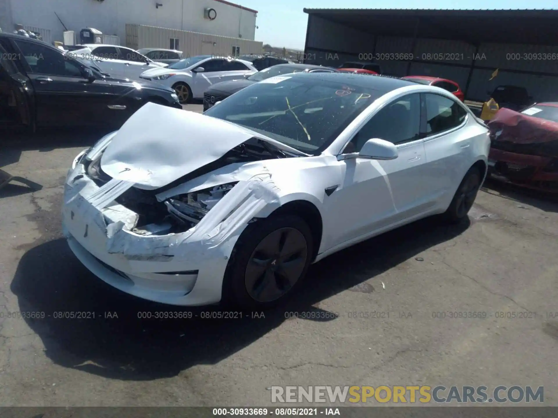 2 Photograph of a damaged car 5YJ3E1EA8LF660542 TESLA MODEL 3 2020