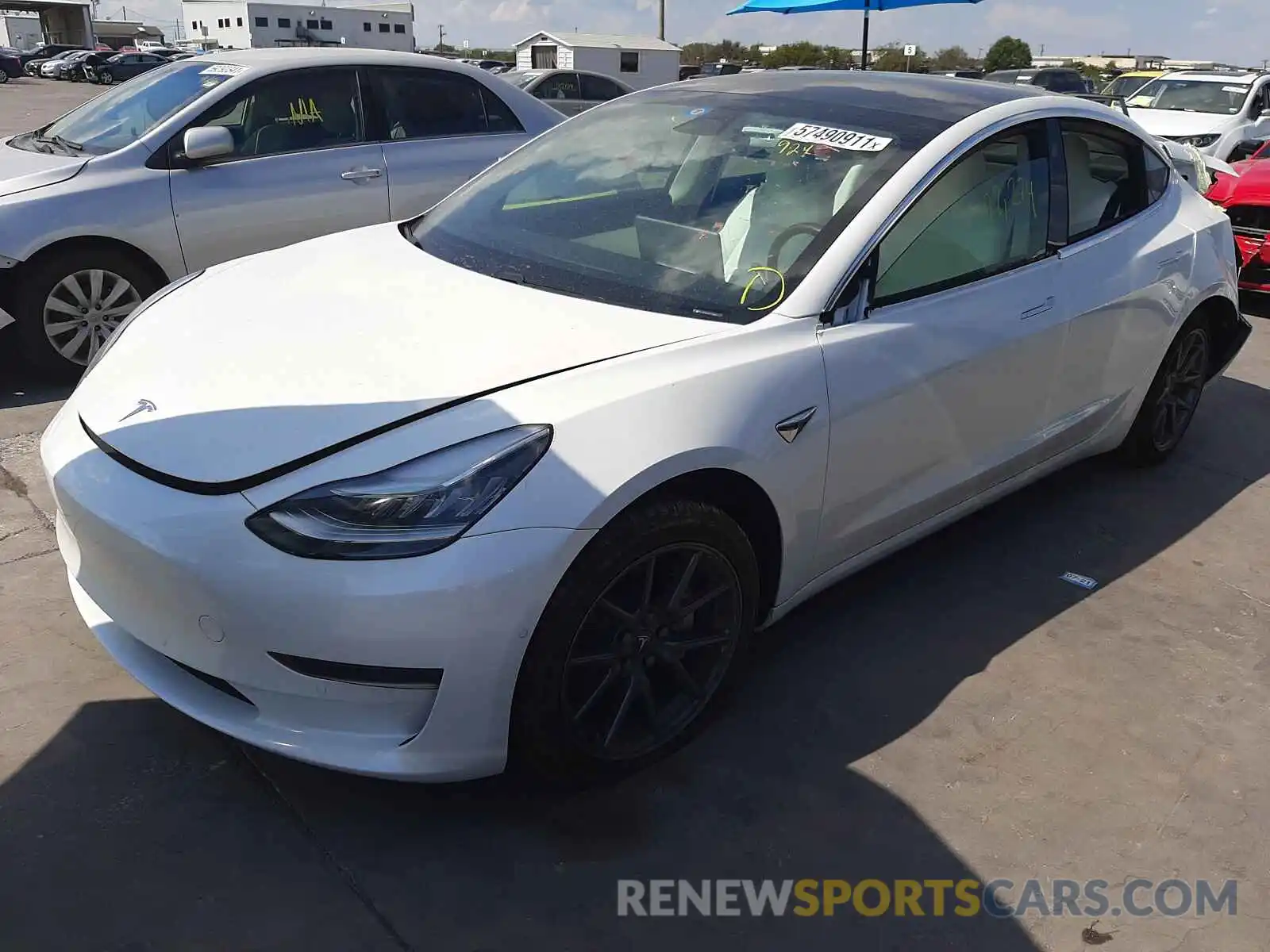 2 Photograph of a damaged car 5YJ3E1EA8LF718150 TESLA MODEL 3 2020