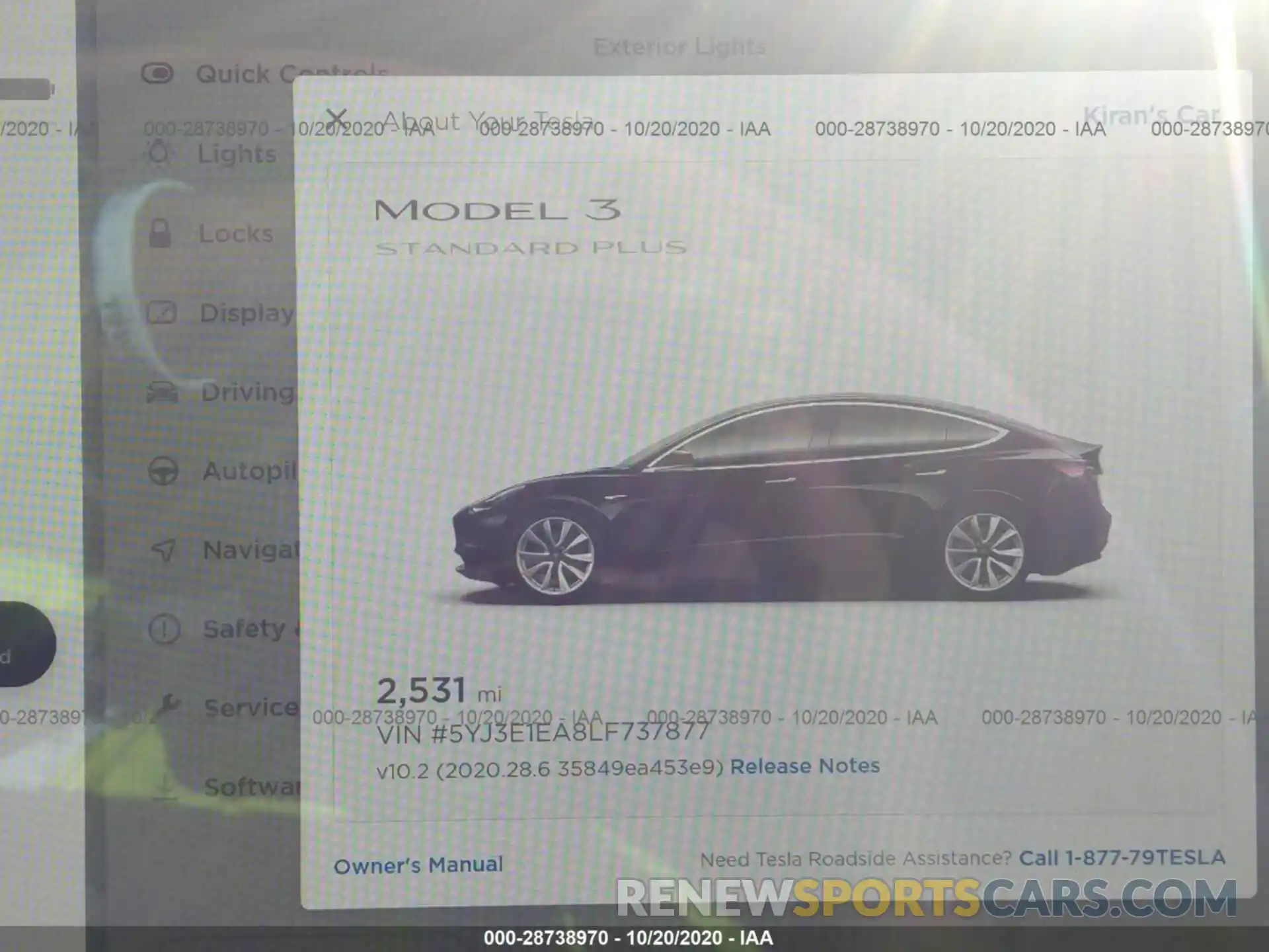 7 Photograph of a damaged car 5YJ3E1EA8LF737877 TESLA MODEL 3 2020