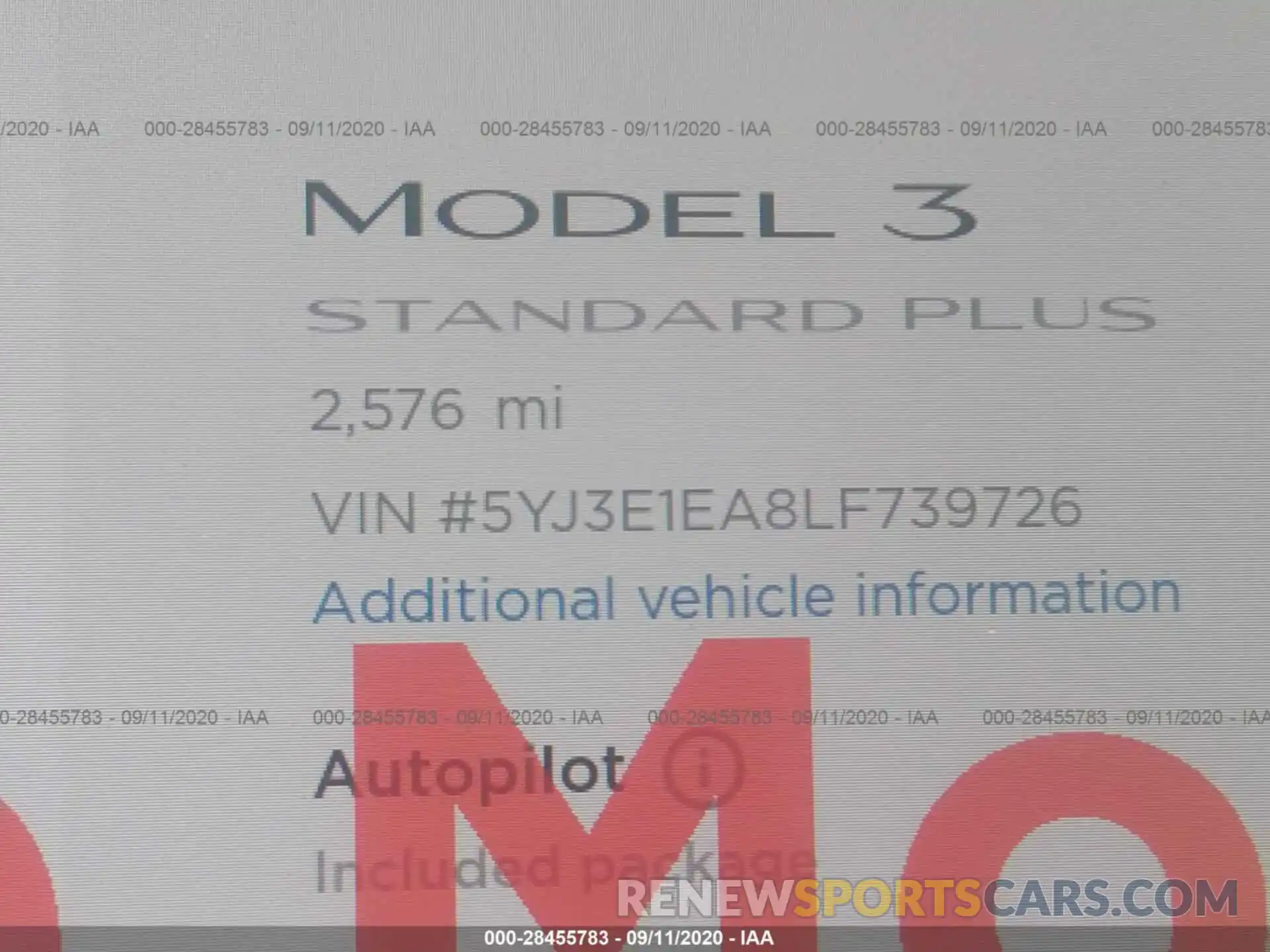 7 Photograph of a damaged car 5YJ3E1EA8LF739726 TESLA MODEL 3 2020