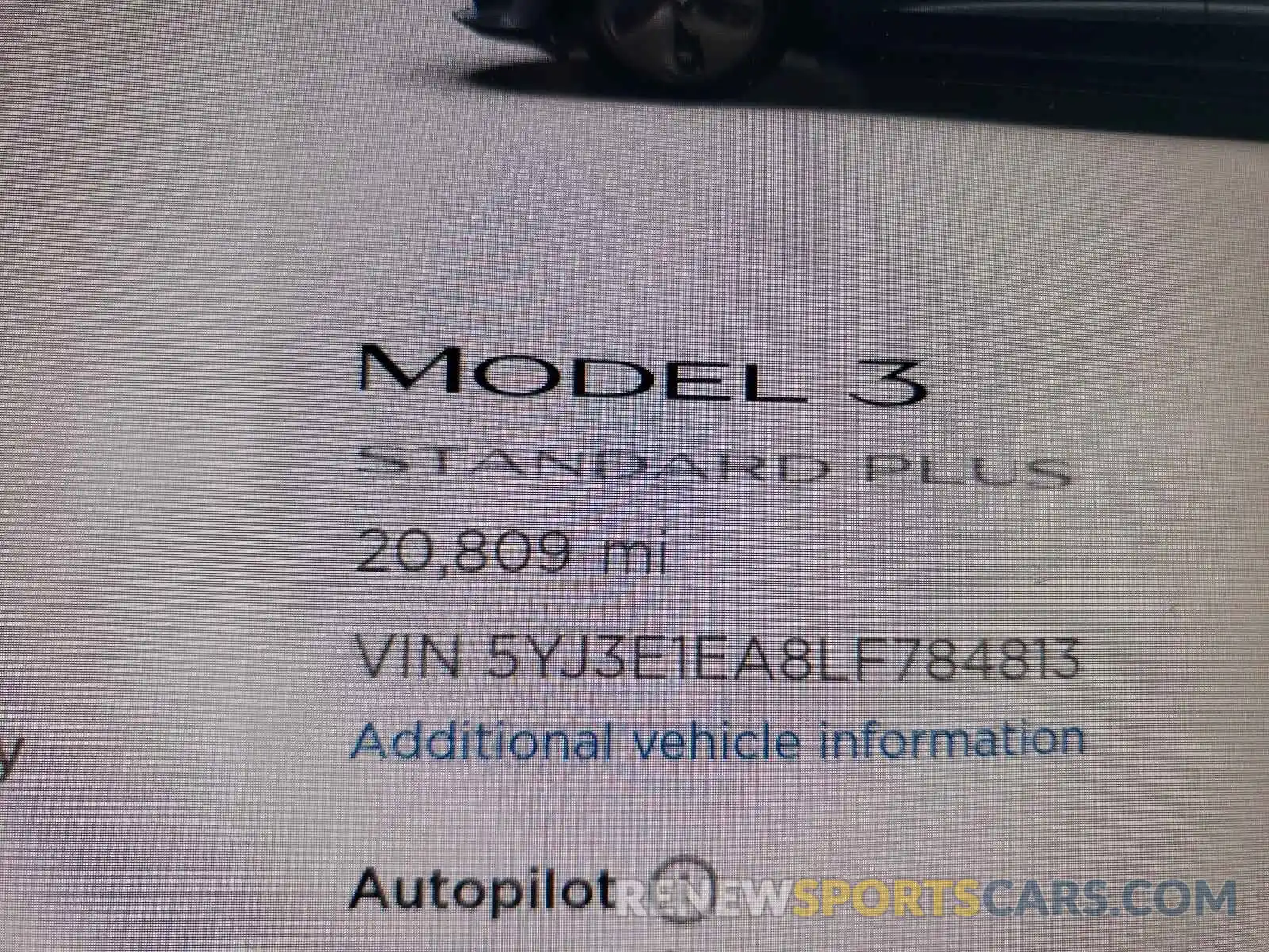 8 Photograph of a damaged car 5YJ3E1EA8LF784813 TESLA MODEL 3 2020