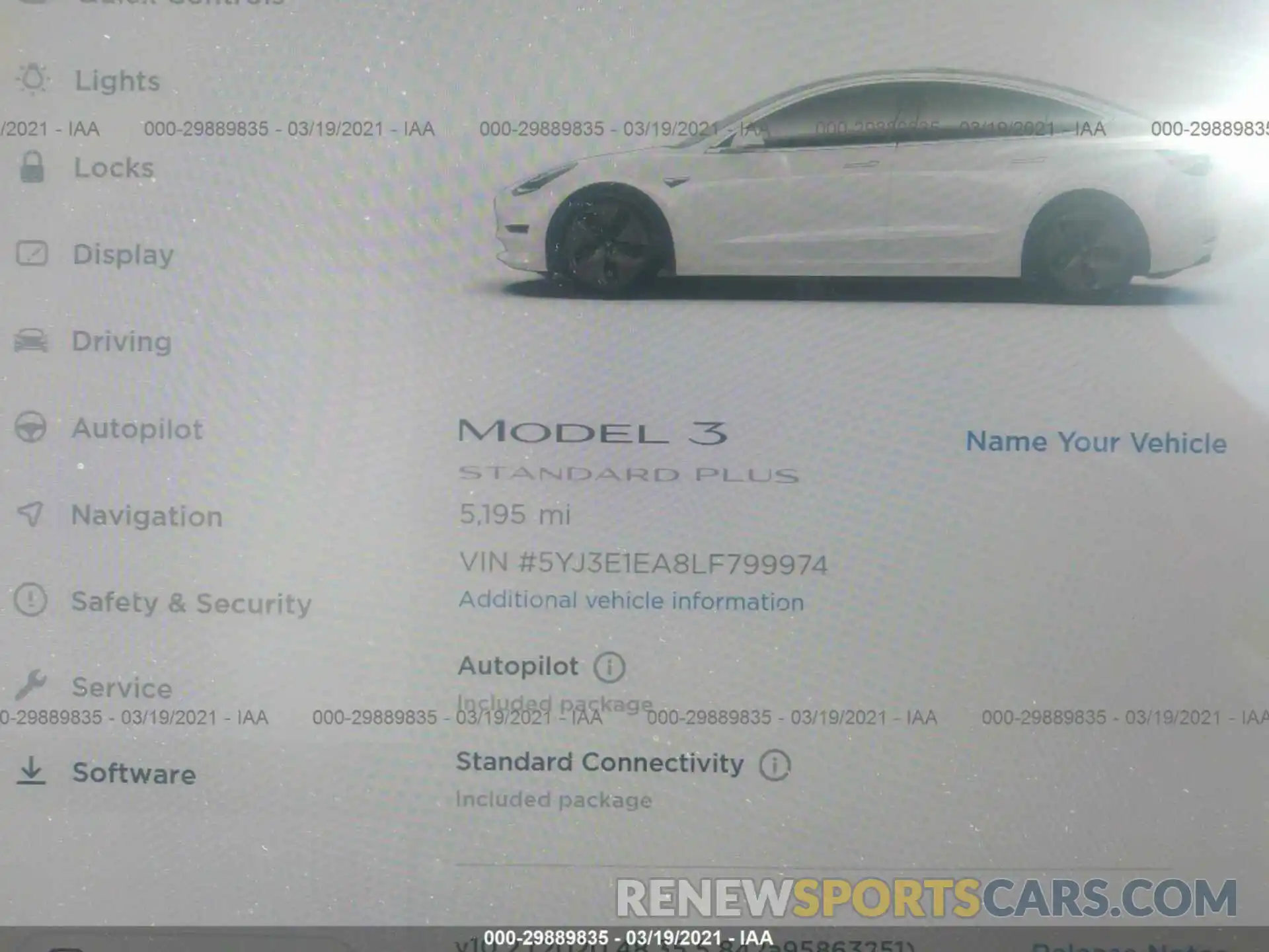 7 Photograph of a damaged car 5YJ3E1EA8LF799974 TESLA MODEL 3 2020