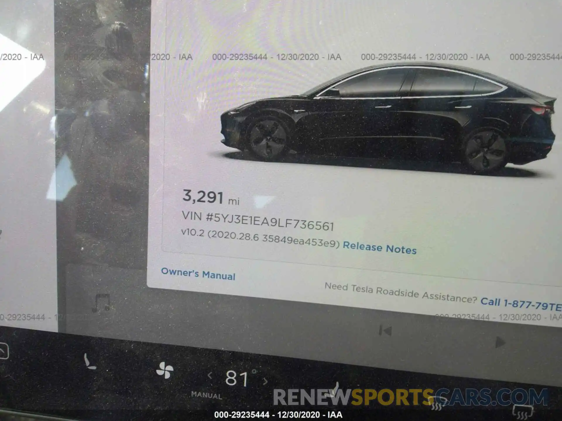 7 Фотография поврежденного автомобиля 5YJ3E1EA9LF736561 TESLA MODEL 3 2020