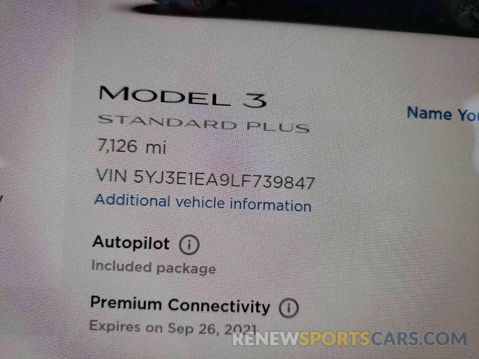 8 Photograph of a damaged car 5YJ3E1EA9LF739847 TESLA MODEL 3 2020