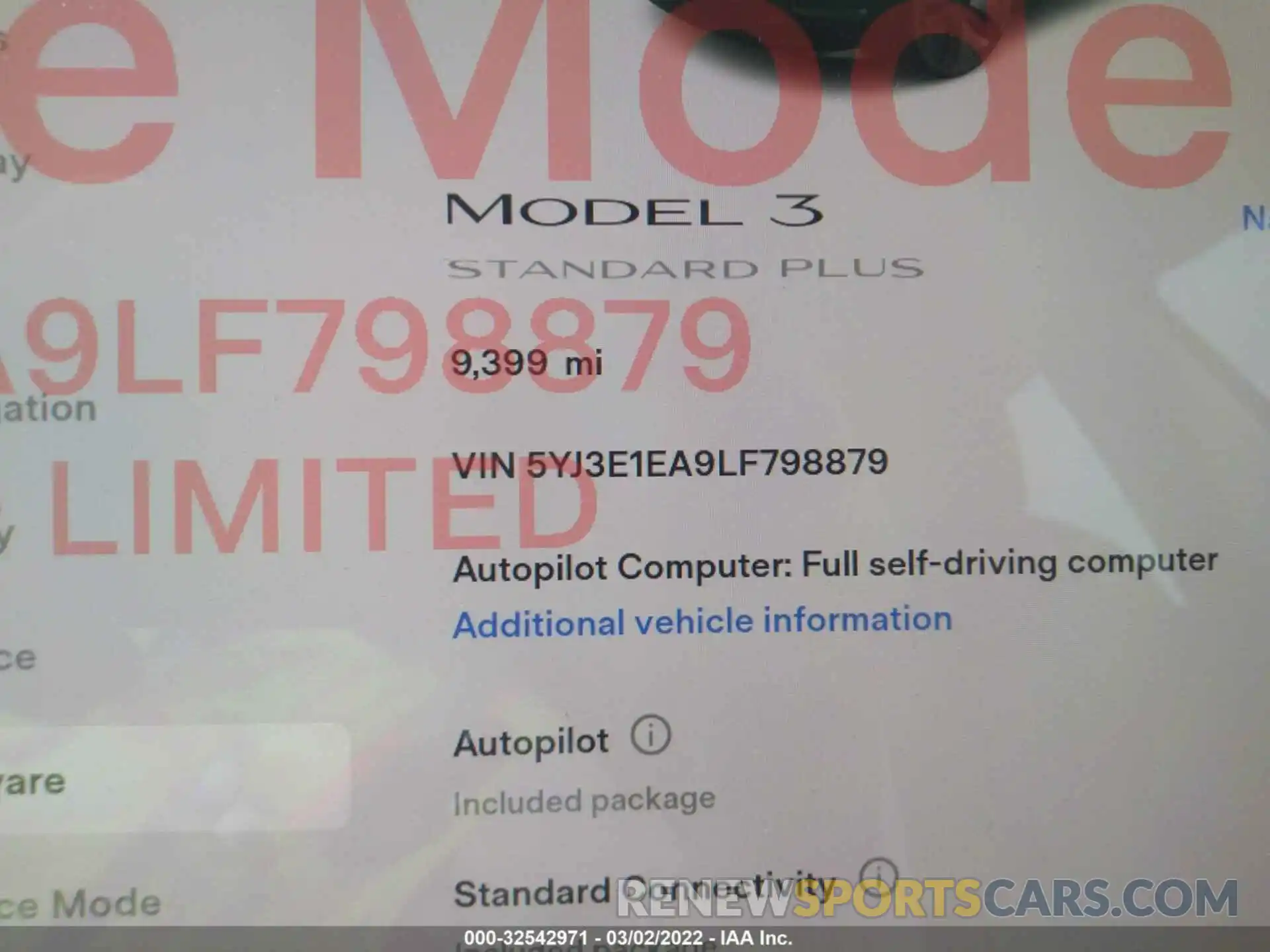 7 Фотография поврежденного автомобиля 5YJ3E1EA9LF798879 TESLA MODEL 3 2020