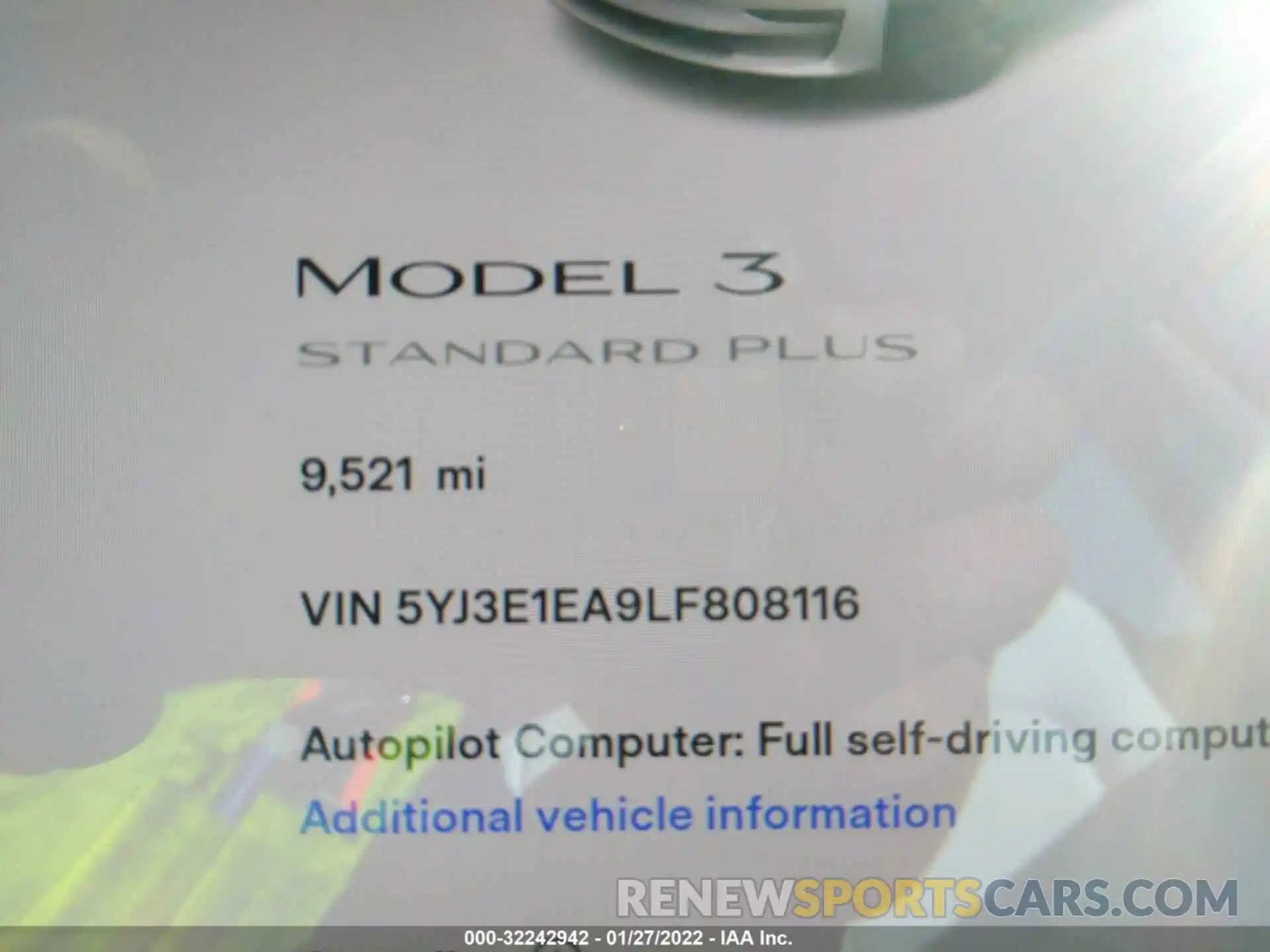 7 Photograph of a damaged car 5YJ3E1EA9LF808116 TESLA MODEL 3 2020