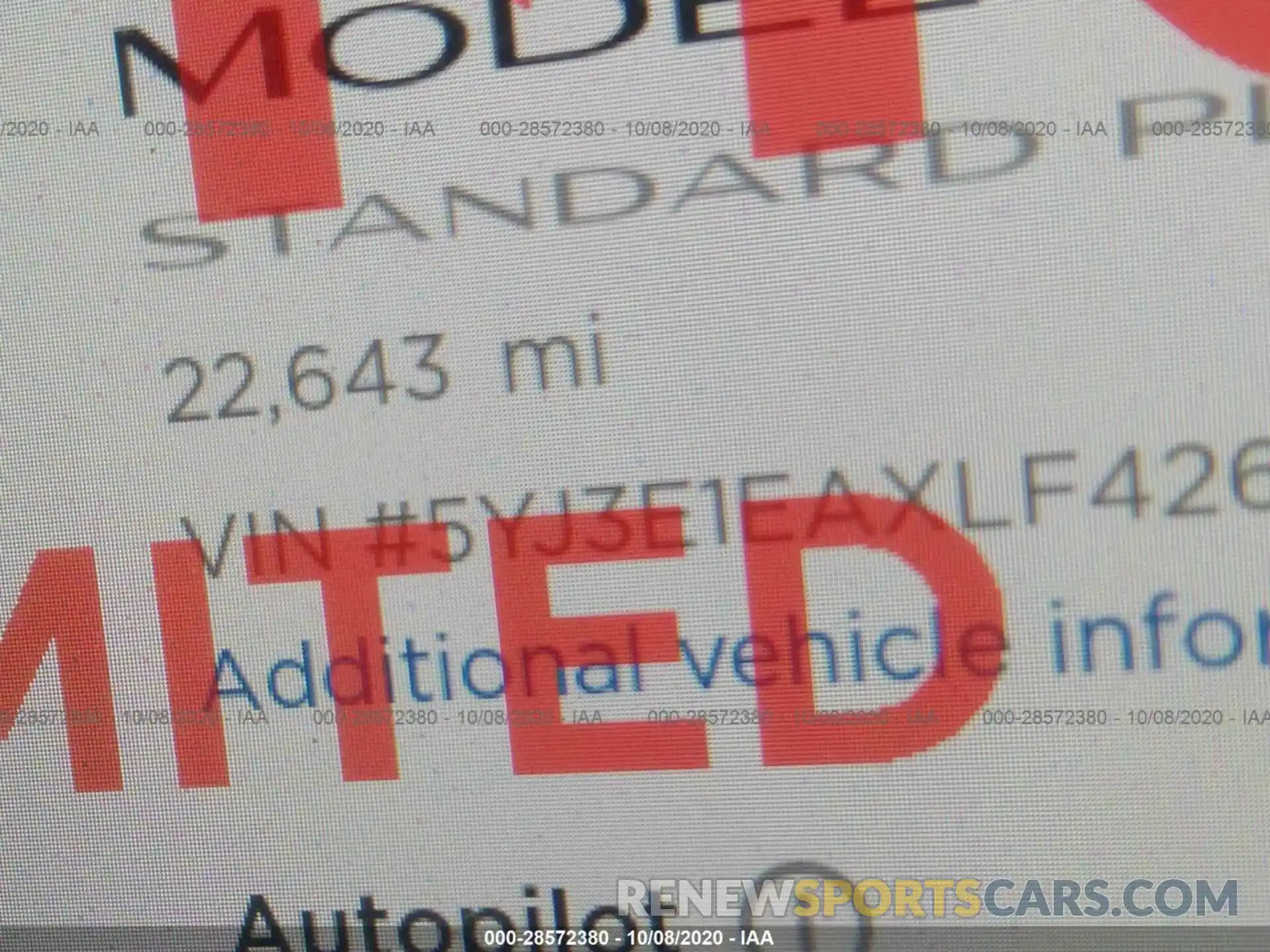 7 Photograph of a damaged car 5YJ3E1EAXLF426838 TESLA MODEL 3 2020