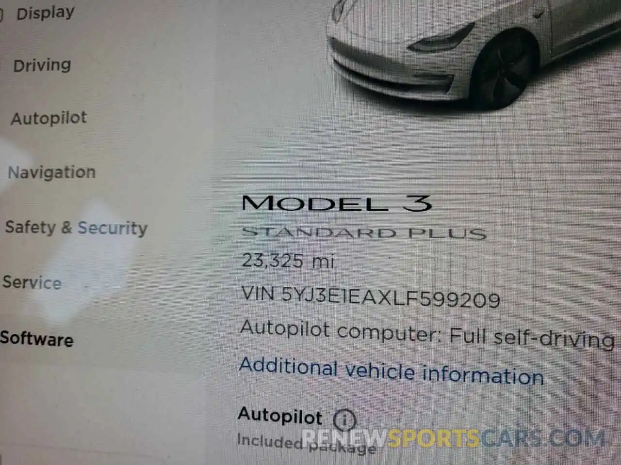 8 Фотография поврежденного автомобиля 5YJ3E1EAXLF599209 TESLA MODEL 3 2020