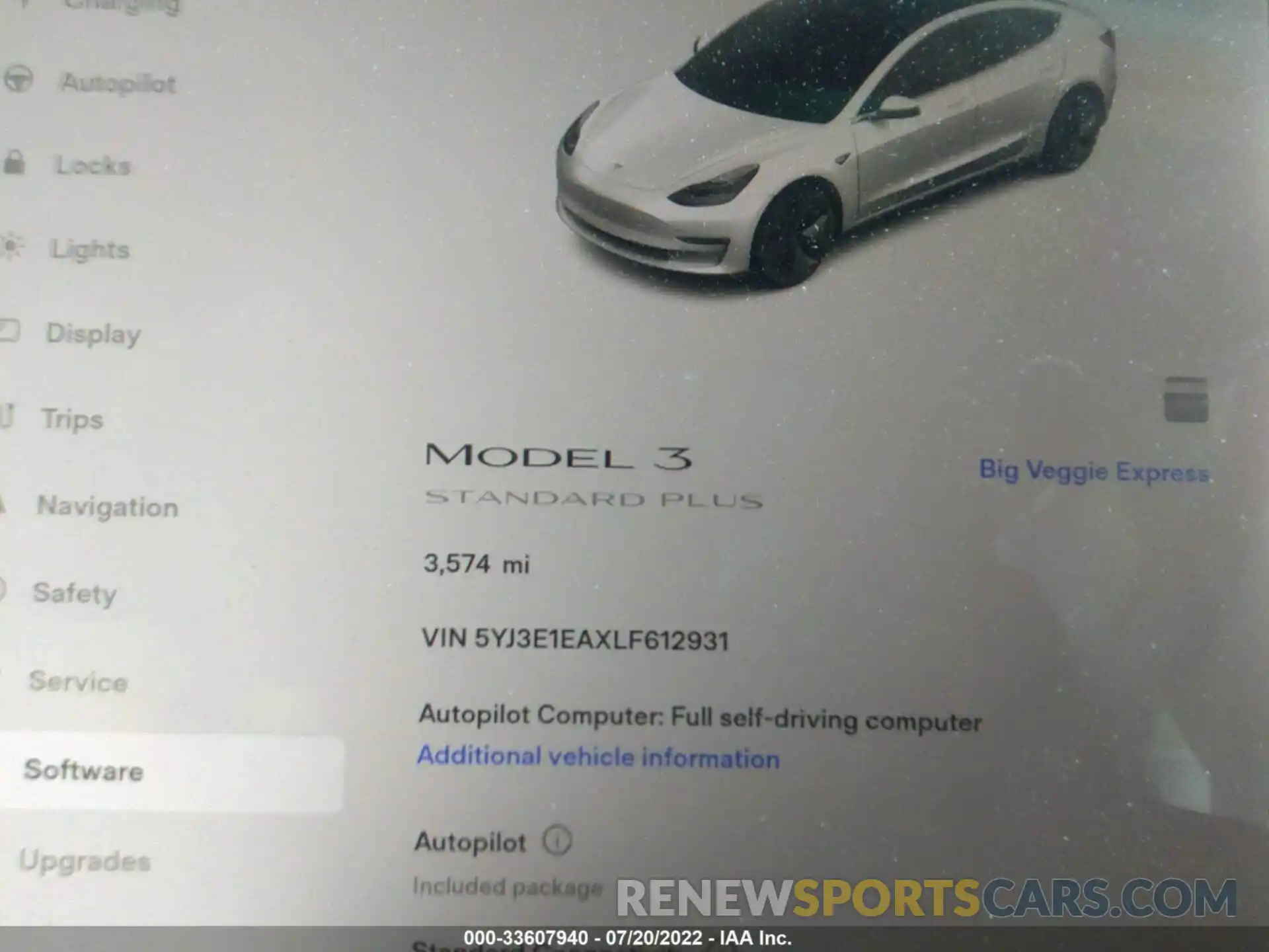 7 Photograph of a damaged car 5YJ3E1EAXLF612931 TESLA MODEL 3 2020