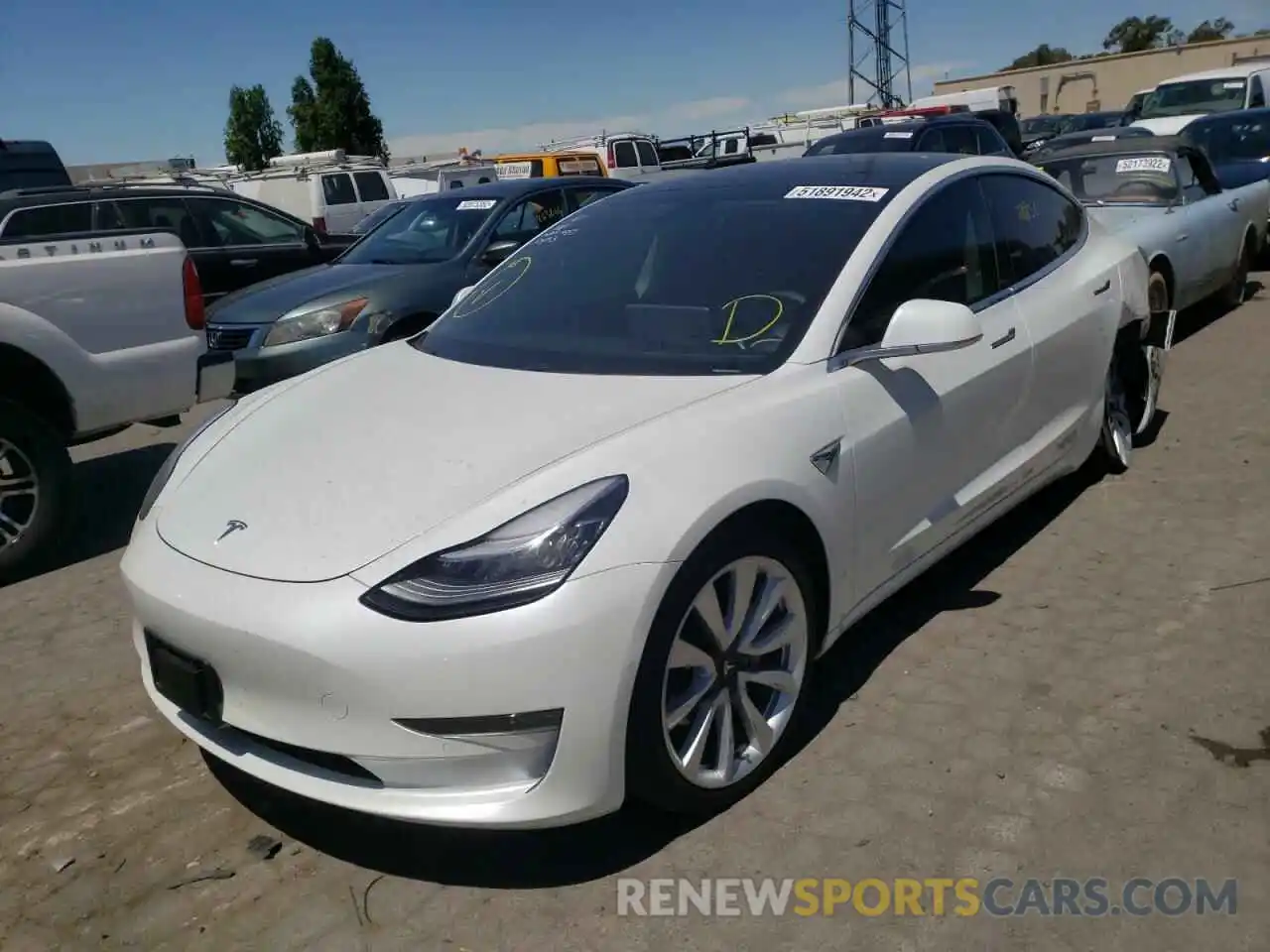 2 Photograph of a damaged car 5YJ3E1EAXLF614517 TESLA MODEL 3 2020