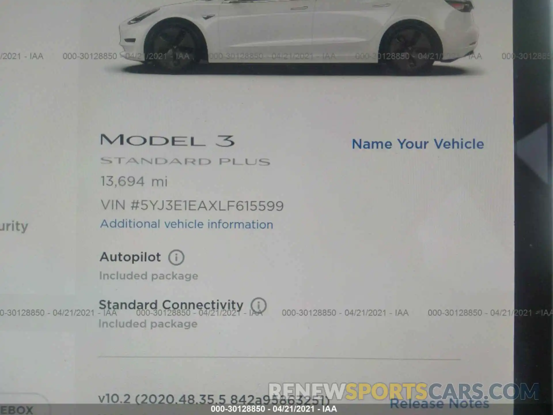 7 Фотография поврежденного автомобиля 5YJ3E1EAXLF615599 TESLA MODEL 3 2020