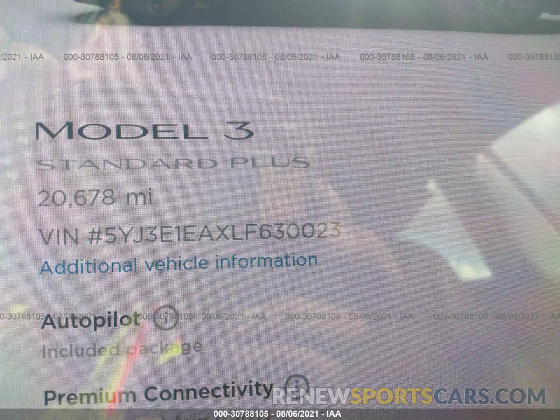 7 Фотография поврежденного автомобиля 5YJ3E1EAXLF630023 TESLA MODEL 3 2020