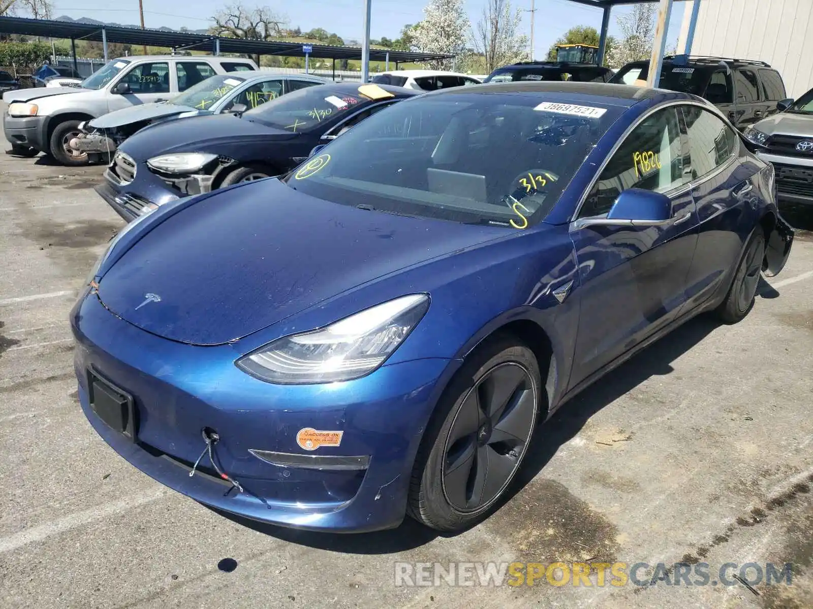 2 Photograph of a damaged car 5YJ3E1EAXLF630930 TESLA MODEL 3 2020