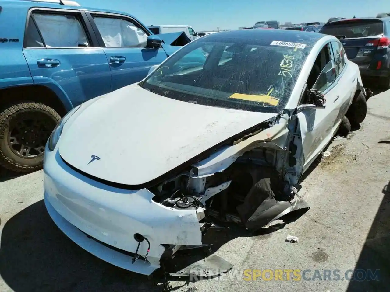 2 Photograph of a damaged car 5YJ3E1EAXLF631804 TESLA MODEL 3 2020