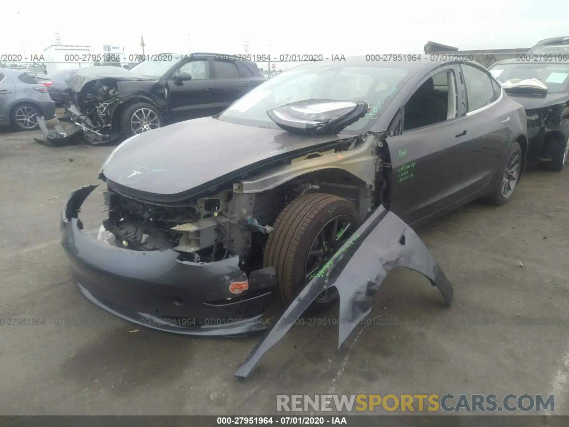 2 Photograph of a damaged car 5YJ3E1EAXLF643922 TESLA MODEL 3 2020