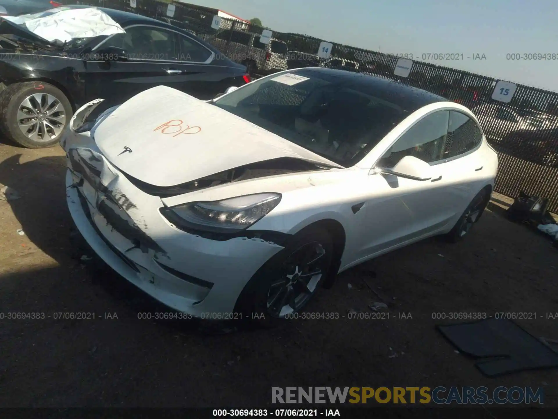 2 Photograph of a damaged car 5YJ3E1EAXLF659179 TESLA MODEL 3 2020