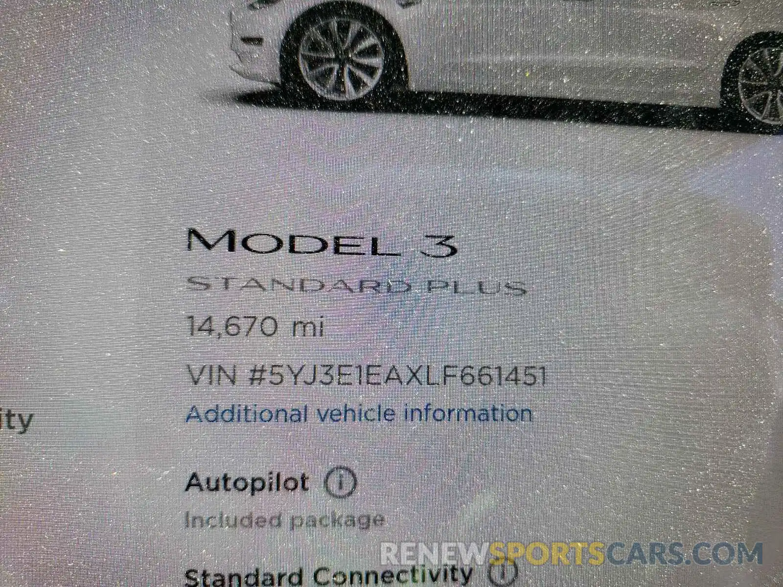 8 Фотография поврежденного автомобиля 5YJ3E1EAXLF661451 TESLA MODEL 3 2020